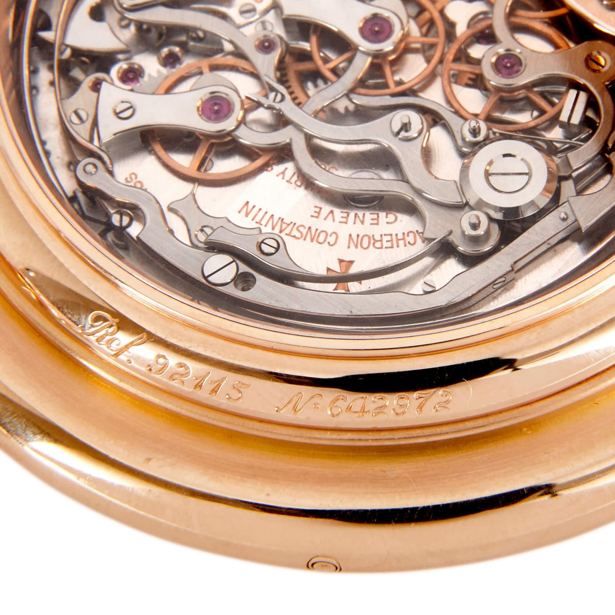 Gold Vacheron Constantin Ref. 92115, a very fine, unique 18K pink gold pocket watch For Sale