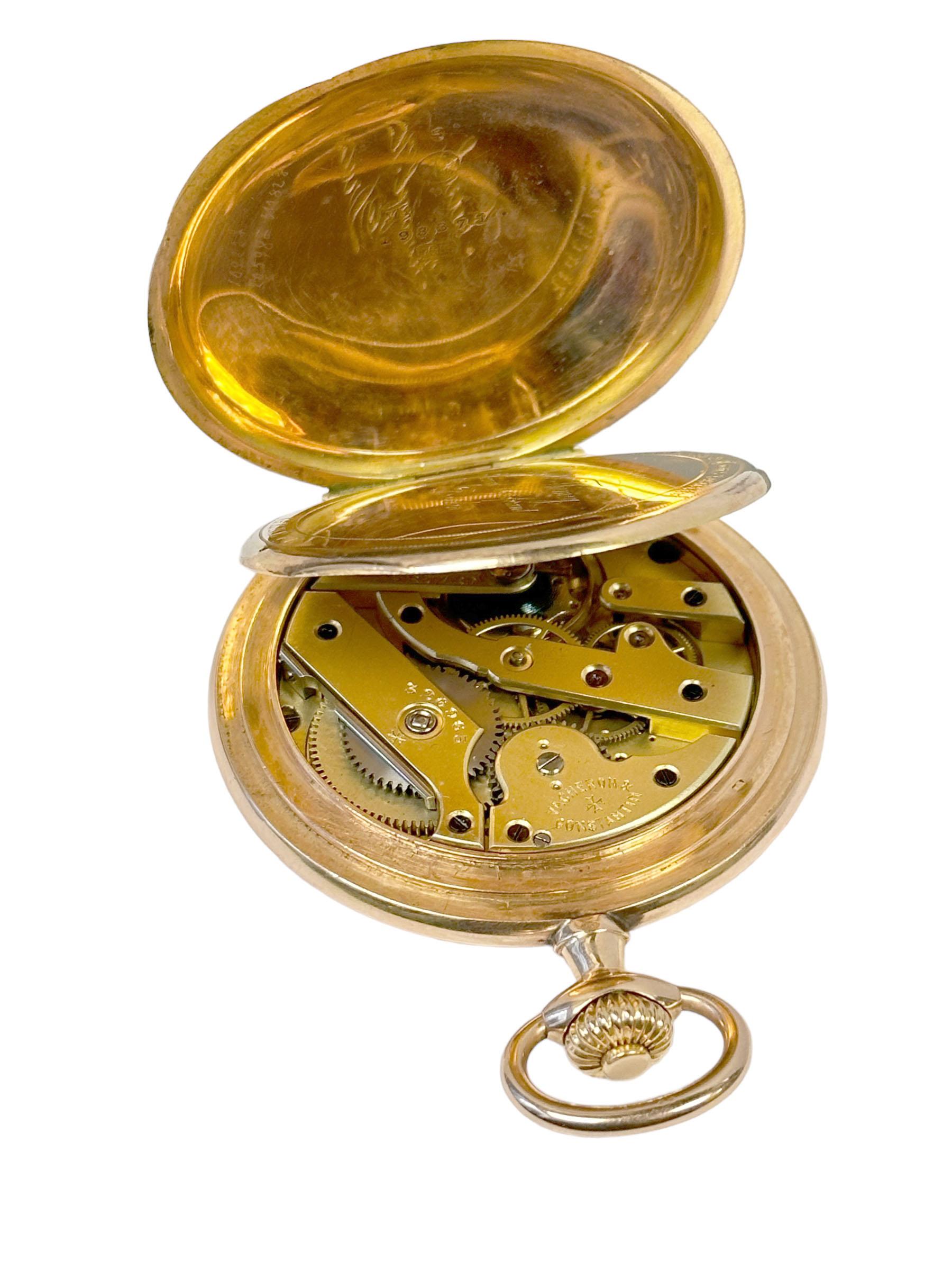 Men's Vacheron & Constantin Rose Gold Demi Hunter Pocket Watch and Original Box For Sale