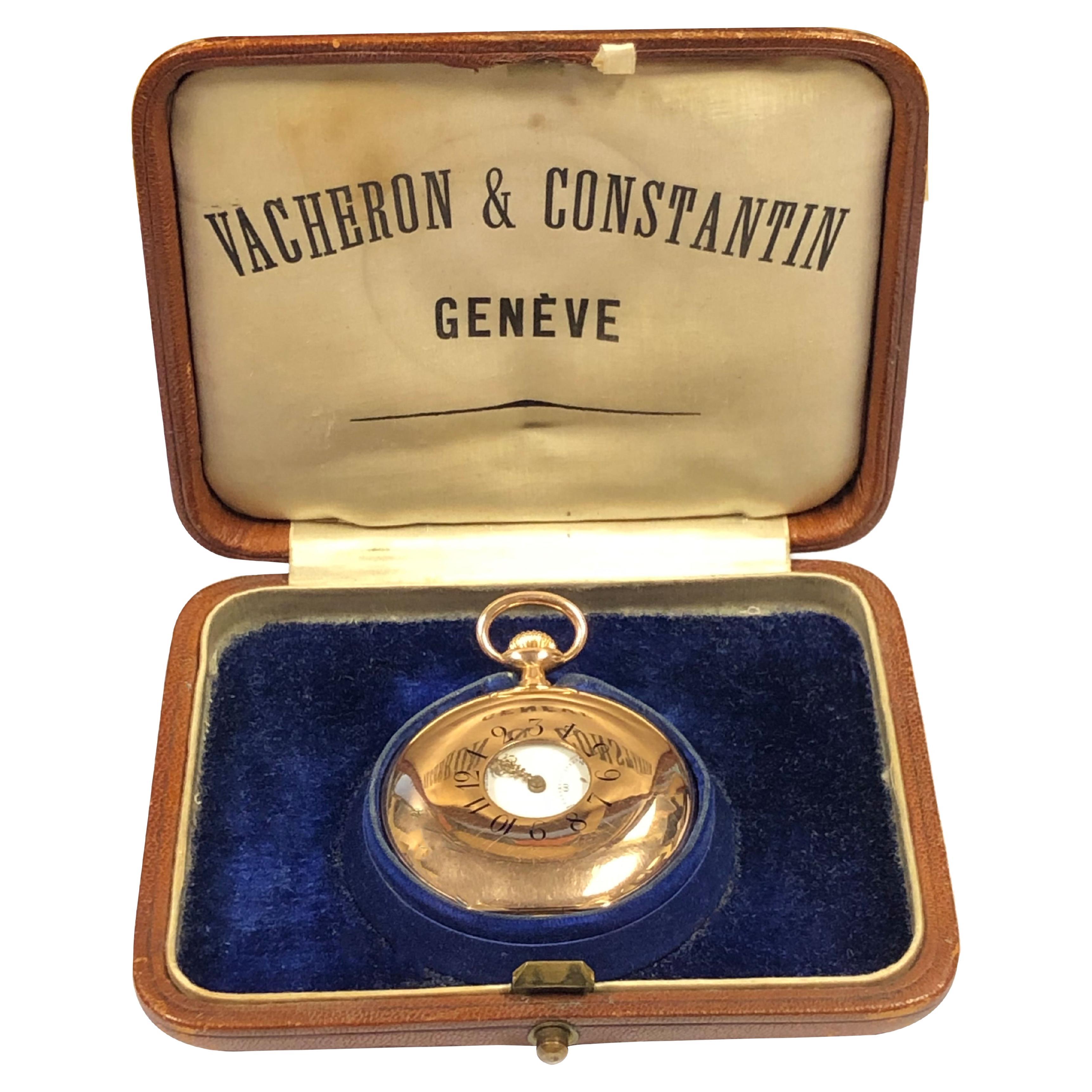Vacheron & Constantin Rose Gold Demi Hunter Pocket Watch and Original Box For Sale