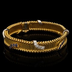 Vacheron Constantin Stylish And Rare 18ct Gold Sapphire And Diamond Bracelet