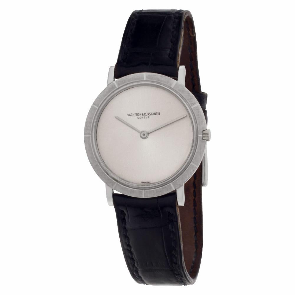 Modern Vacheron Constantin Ultra Thin 6498 18 Karat White Gold Silver Dial Manual Wa For Sale