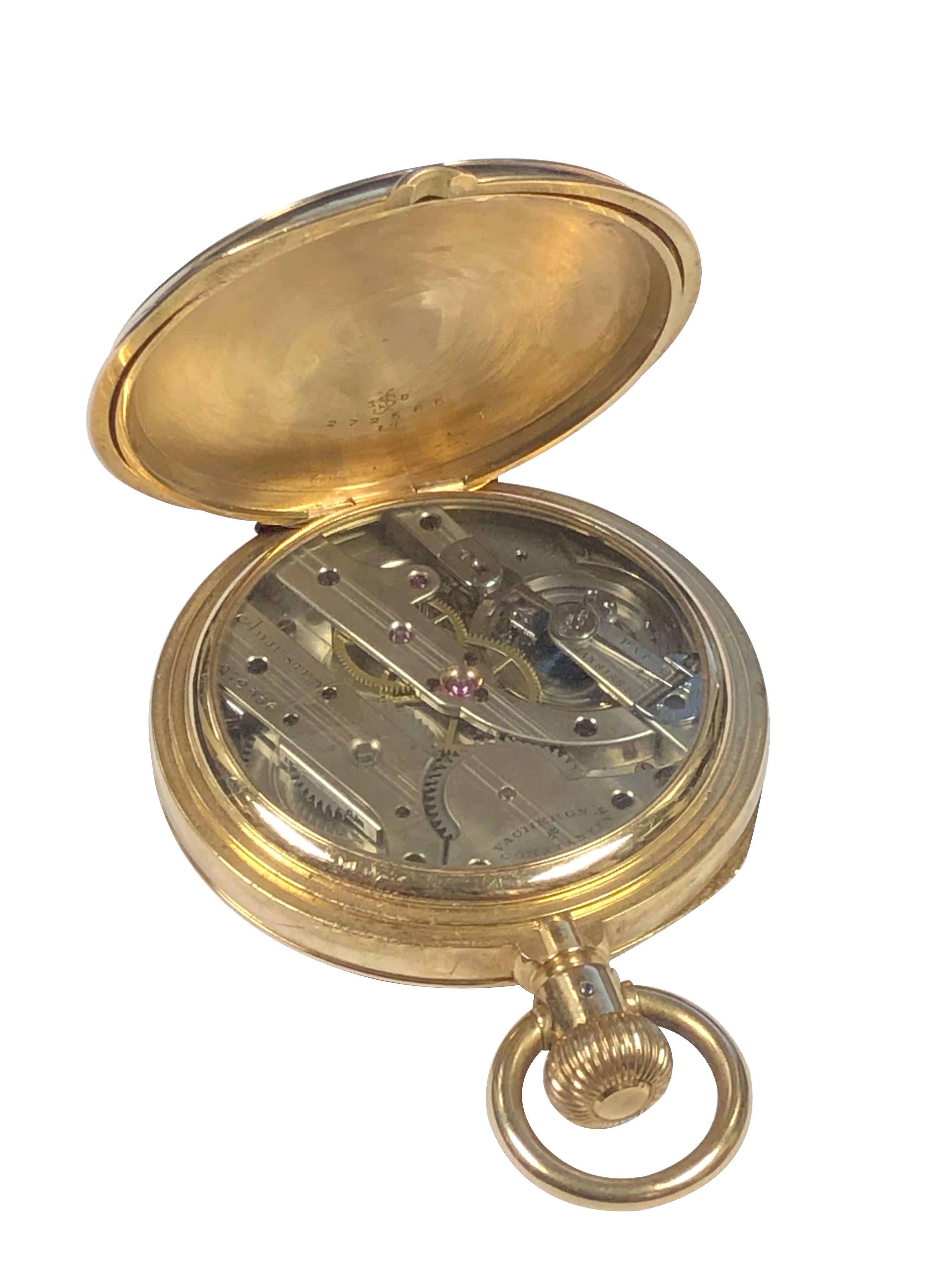 Vacheron Constantin Vintage Large 18k Gold cased Pocket Watch 1890s In Excellent Condition For Sale In Chicago, IL