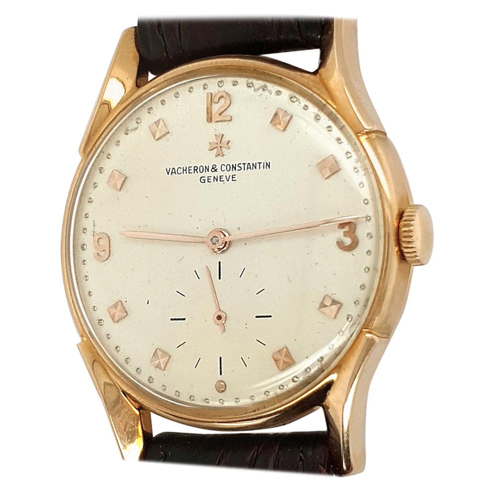 Vacheron Constantin Vintage Watch 1956 Fancy Lugs and Swan Regulation, Pink Gold For Sale