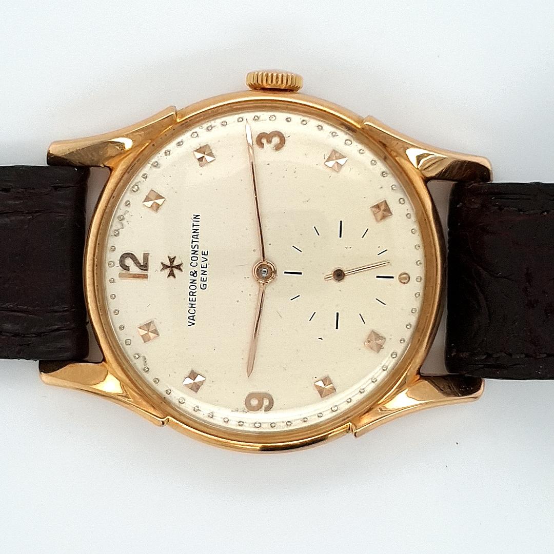 Vacheron Constantin Vintage Watch 1956 Fancy Lugs and Swan Regulation, Pink Gold For Sale 1