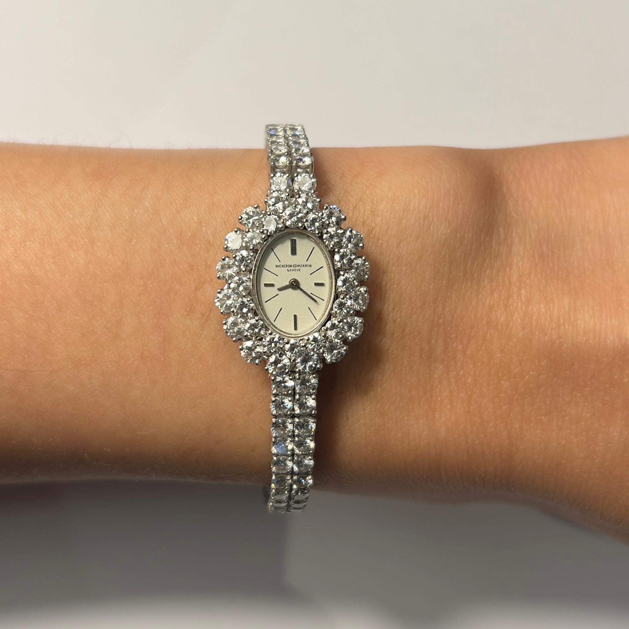 Round Cut Vacheron Constantin White Gold and Diamond Watch Circa 1960s For Sale