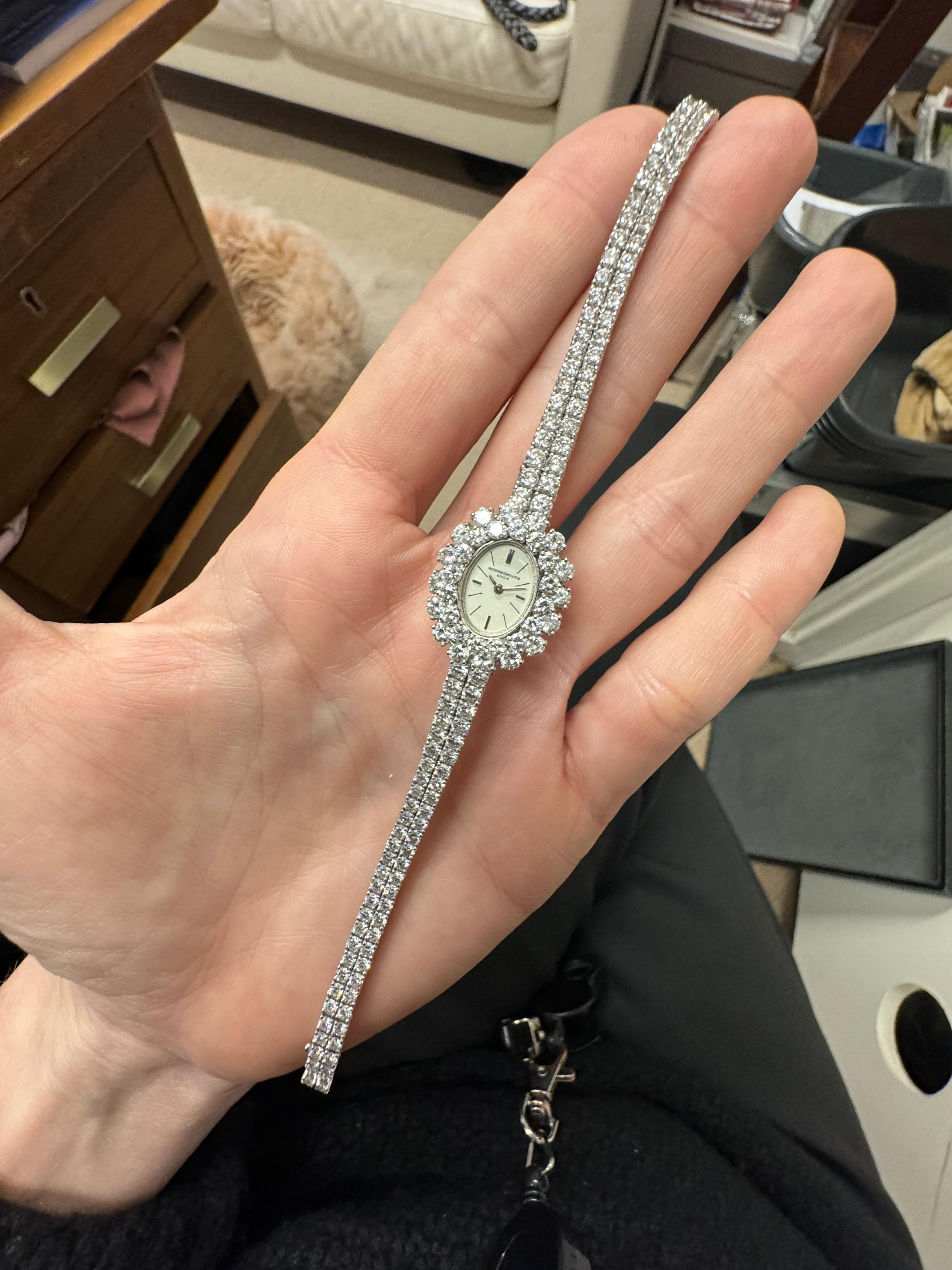 Vacheron Constantin White Gold and Diamond Watch Circa 1960s For Sale 3