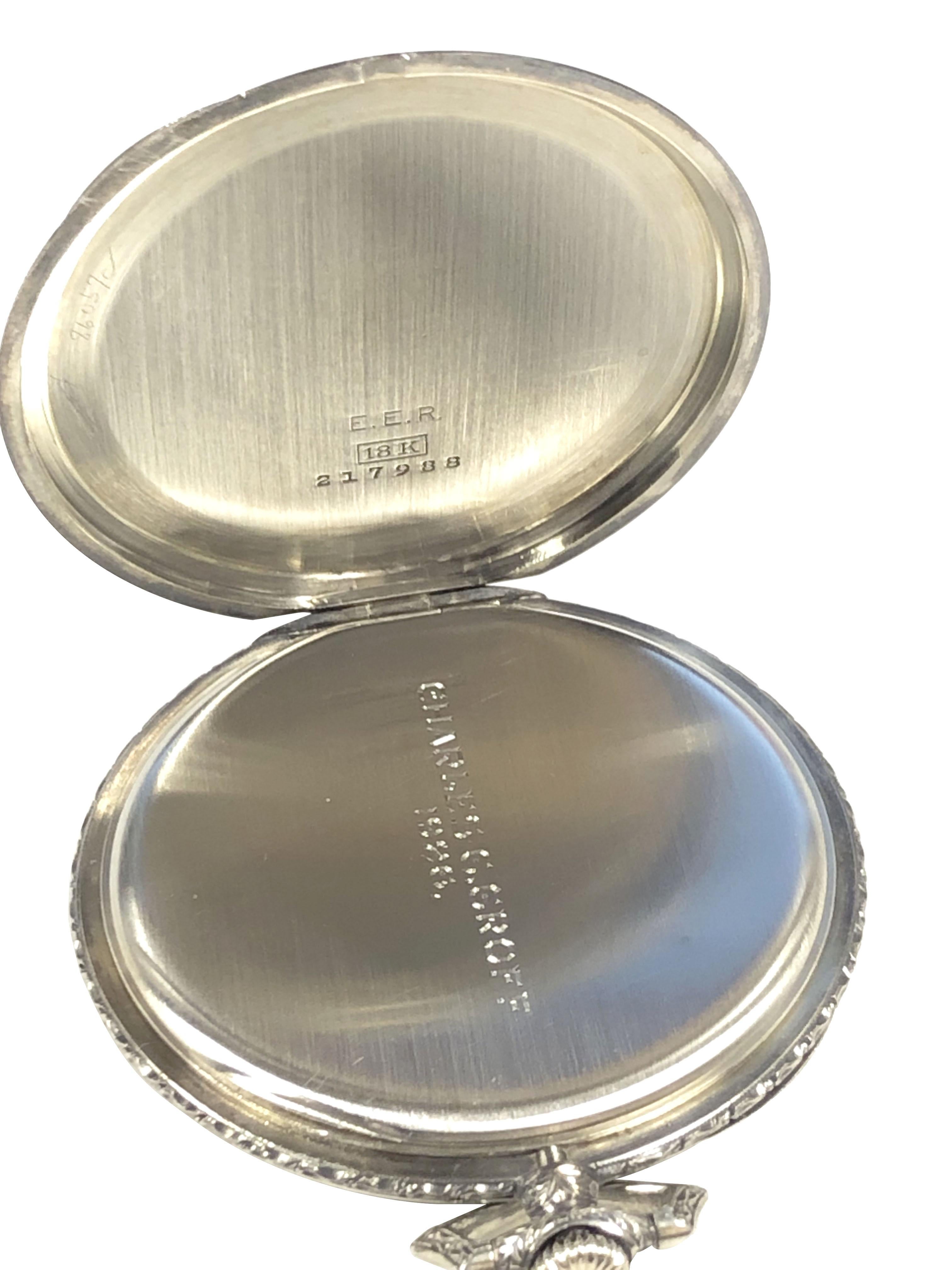 Art Deco Vacheron Constantin White Gold Pocket Watch For Sale