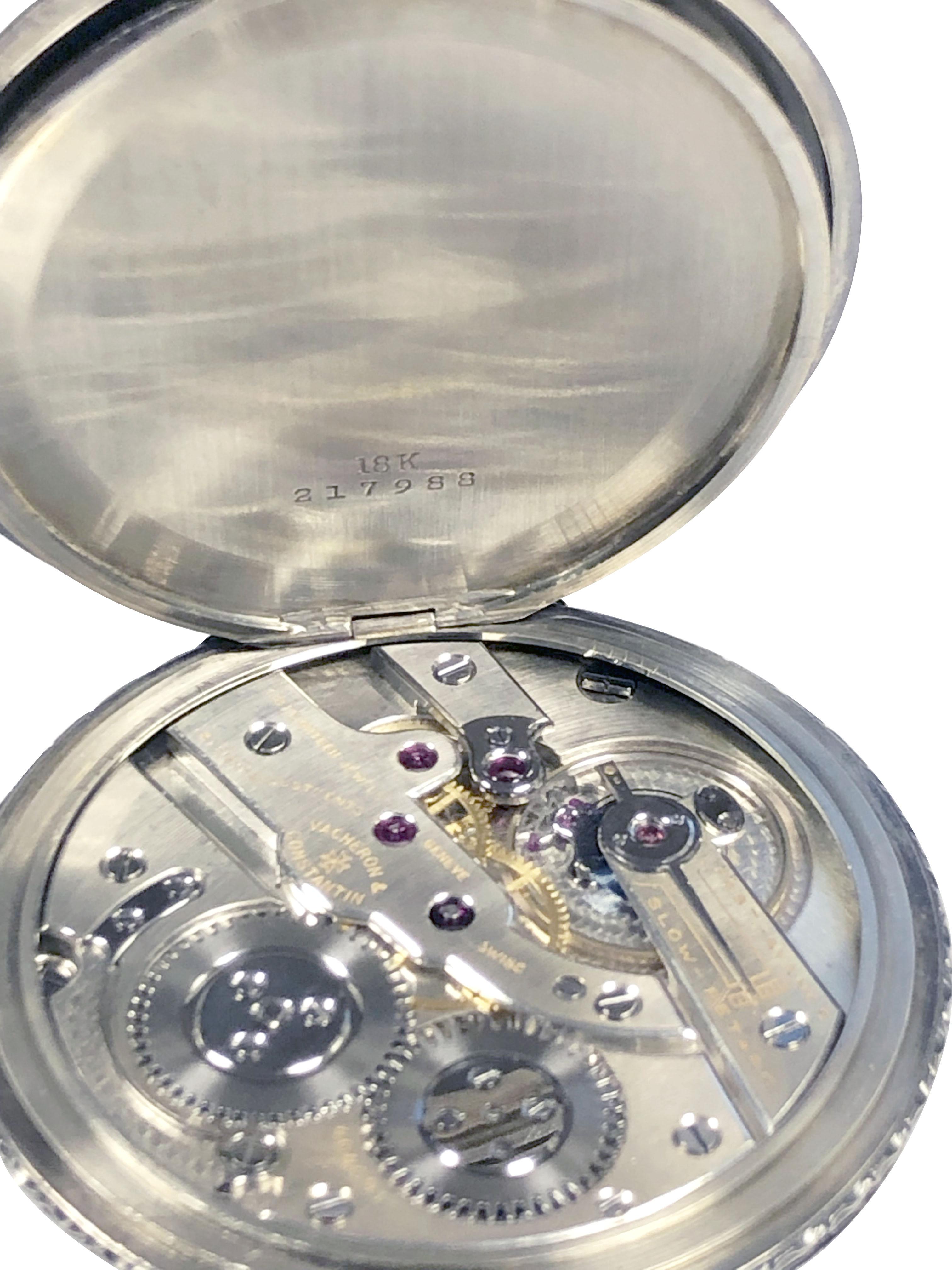 Vacheron Constantin White Gold Pocket Watch For Sale 1
