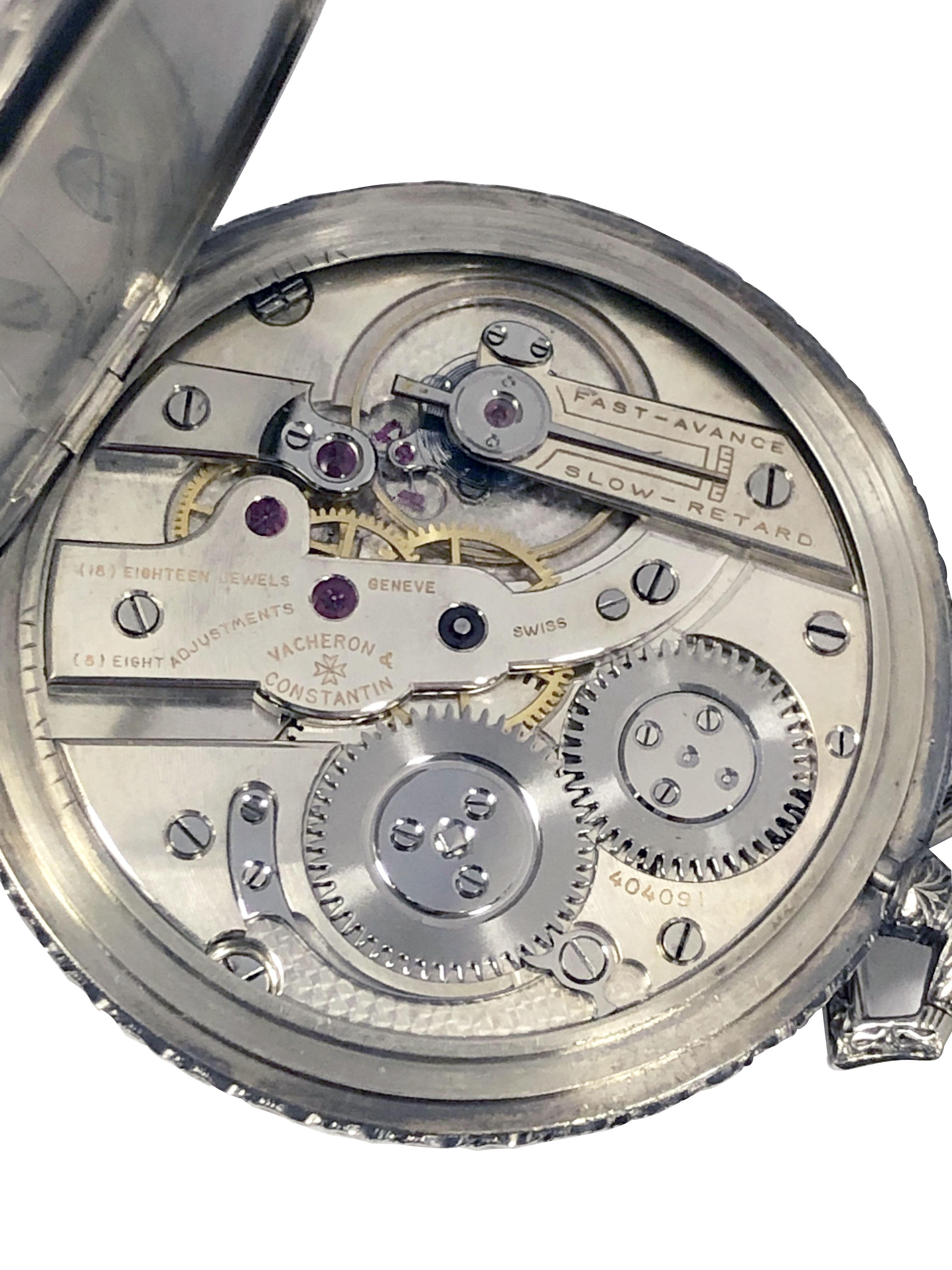 Vacheron Constantin White Gold Pocket Watch For Sale 2