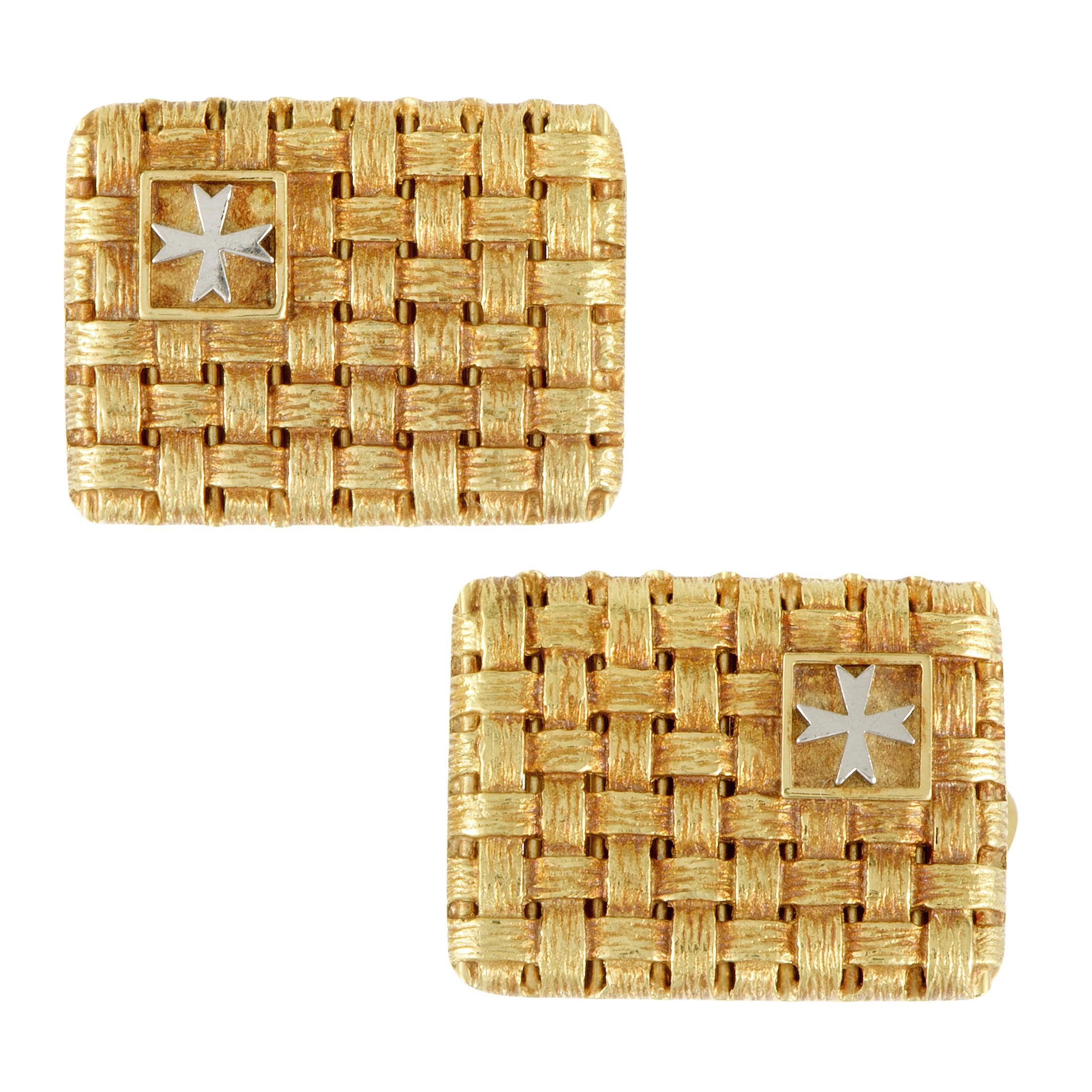 Vacheron Constantin Woven 18 Karat Yellow and White Gold Cufflinks