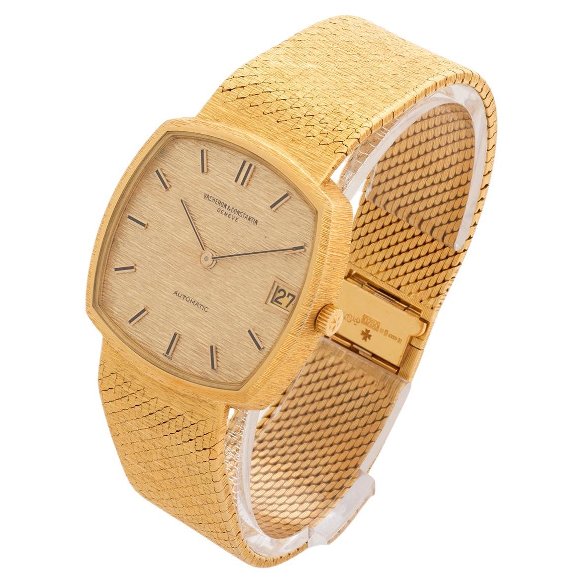 Vacheron Constantin Armbanduhr, Gelbgold, Bark-Zifferblatt, um 1972.
