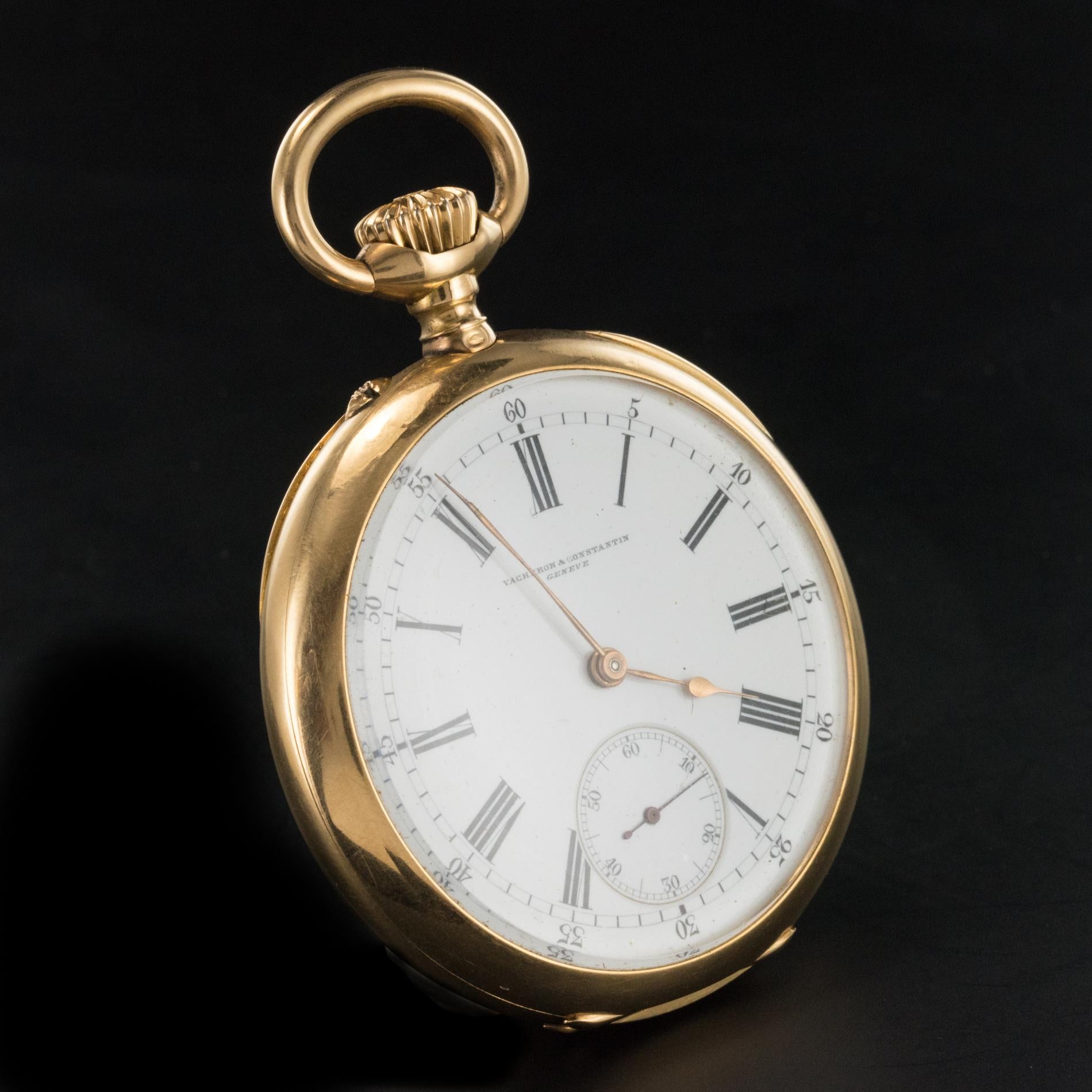 Belle Époque Vacheron Constantin Yellow and Rose Gold Chiseled Pocket Watch, circa 1895