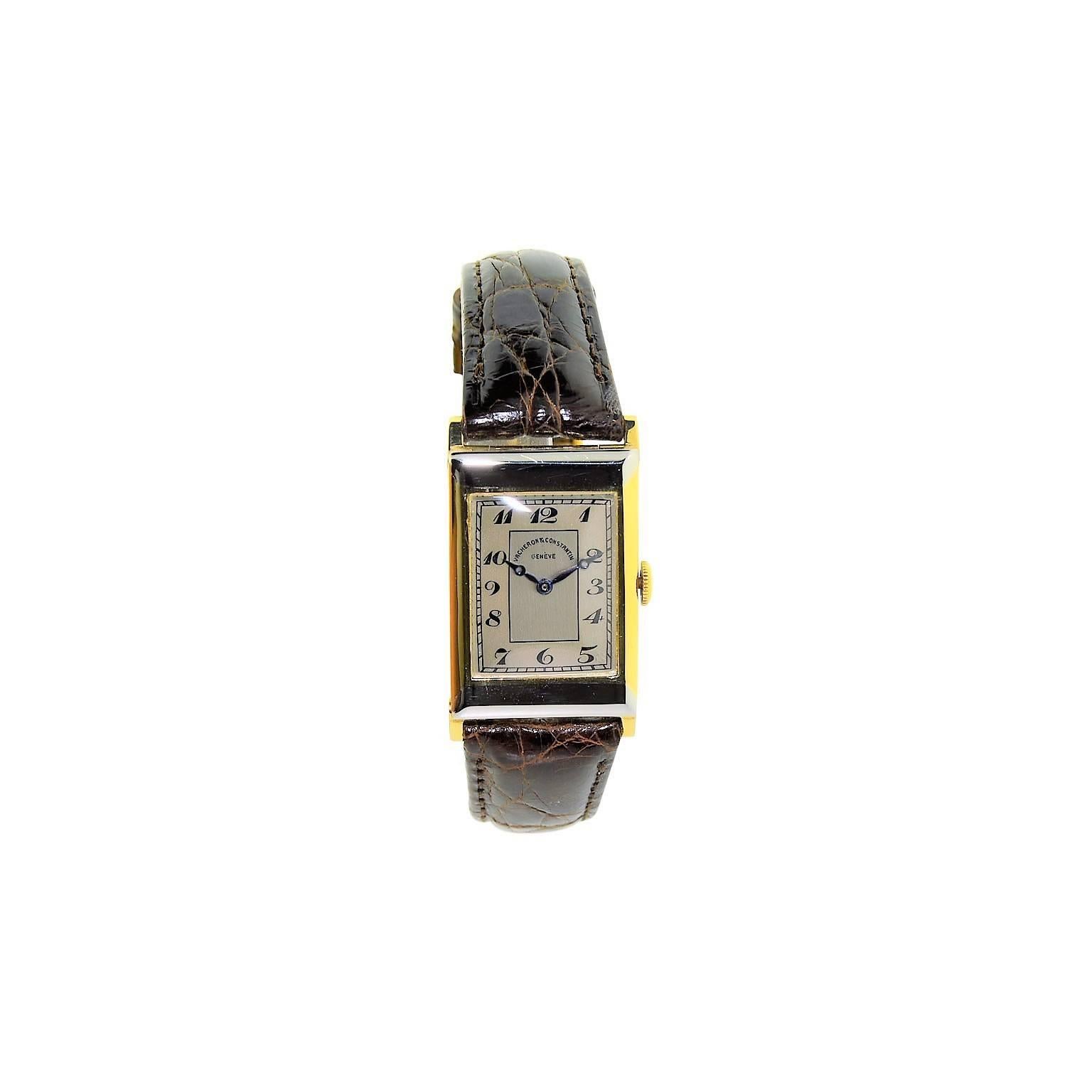 Vacheron Constantin Yellow and White Gold Art Deco Watch, circa 1930s For Sale 2