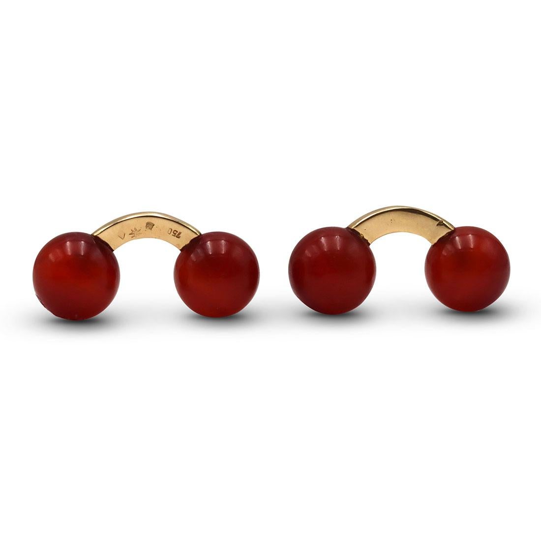 Ball Cut Vacheron Constantin Yellow Gold and Carnelian Cufflinks