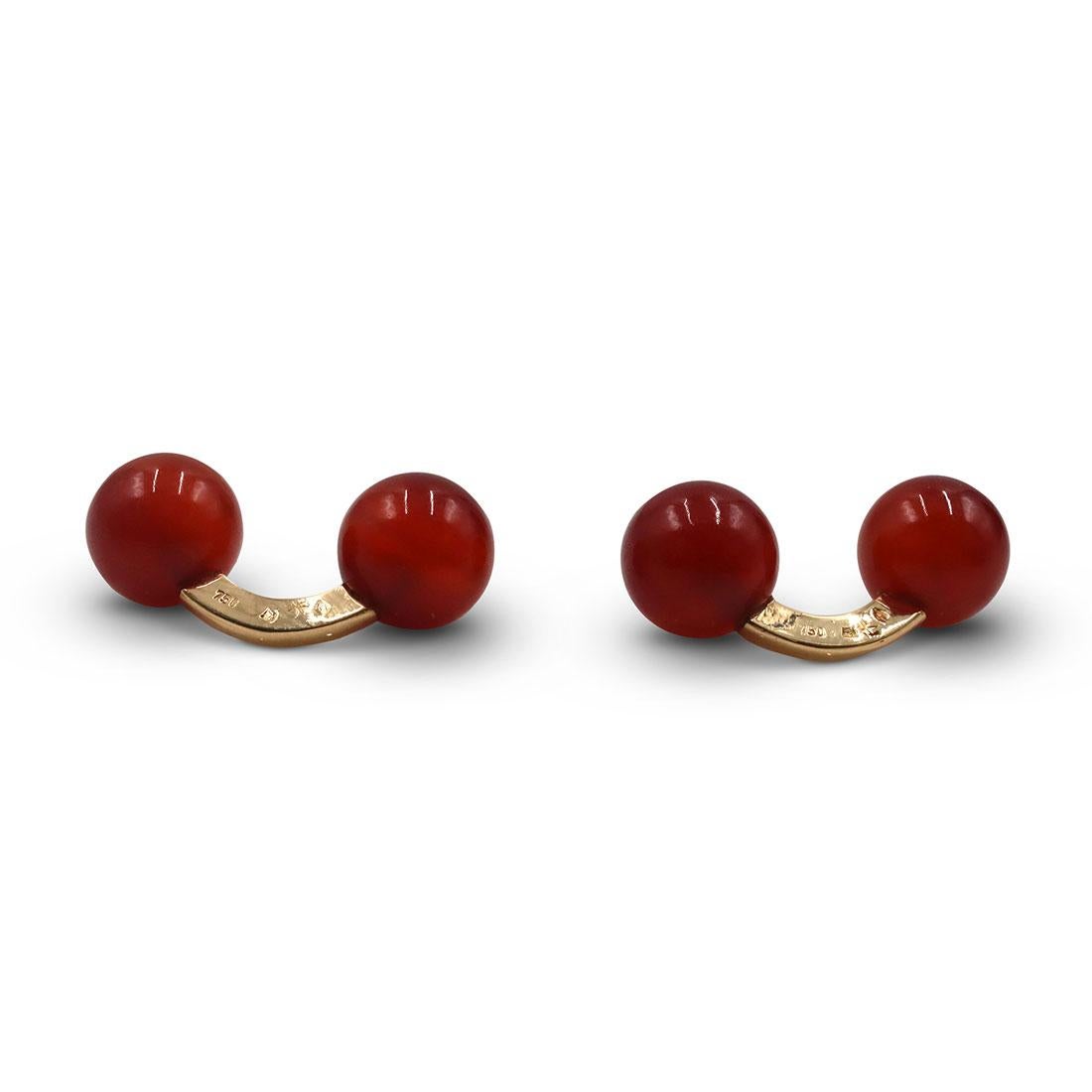 Women's or Men's Vacheron Constantin Yellow Gold and Carnelian Cufflinks