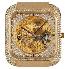 Vacheron Constantin Montre-bracelet manuelle en or jaune sertie de diamants:: cadran squelette