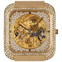 Vacheron Constantin Montre-bracelet manuelle en or jaune sertie de diamants:: cadran squelette
