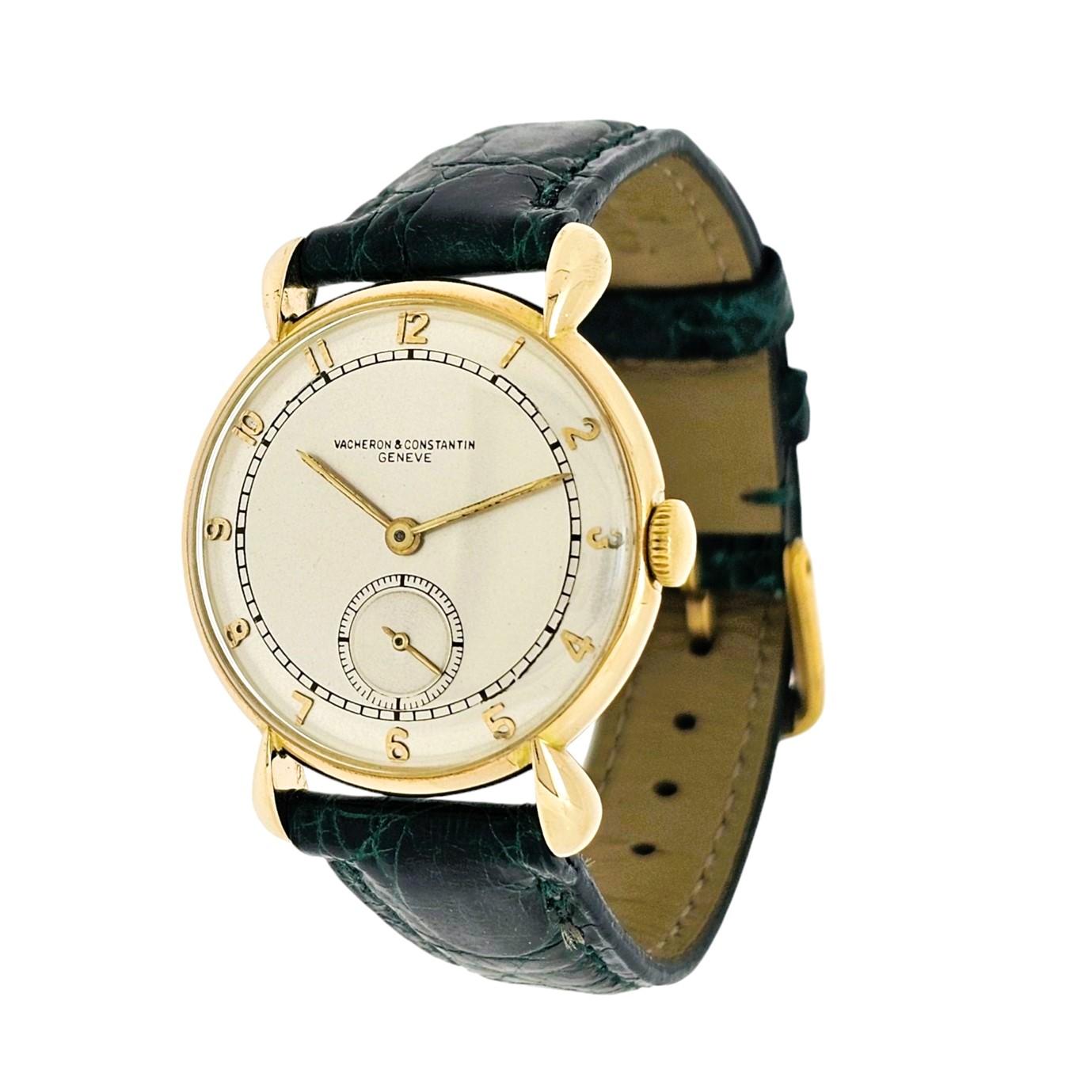 Vacheron Constatin 4126J, 14K yellow gold Tear drop Lugs-Unisex Circa 1940's For Sale 2