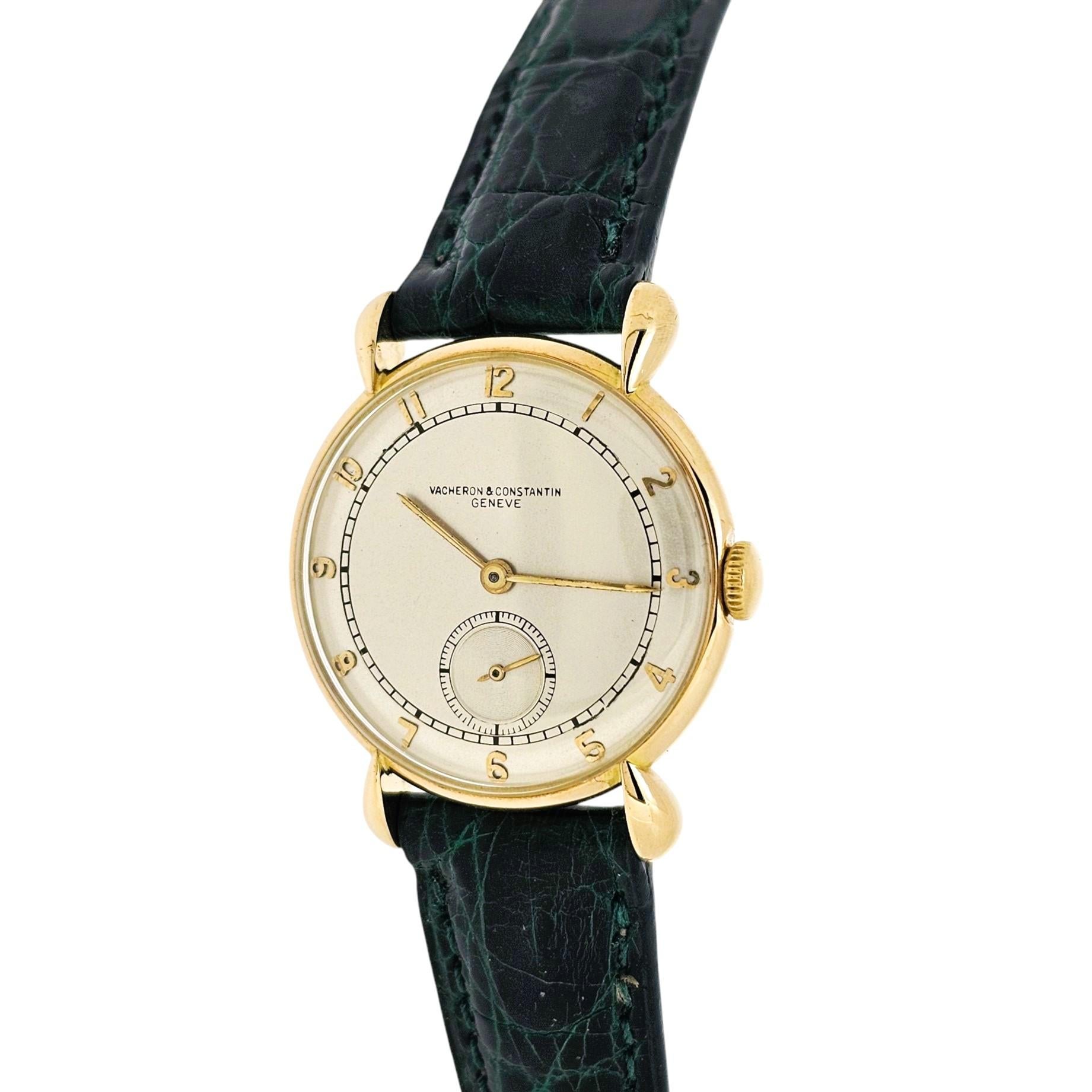 Vacheron Constatin 4126J, 14K yellow gold Tear drop Lugs-Unisex Circa 1940's For Sale 4