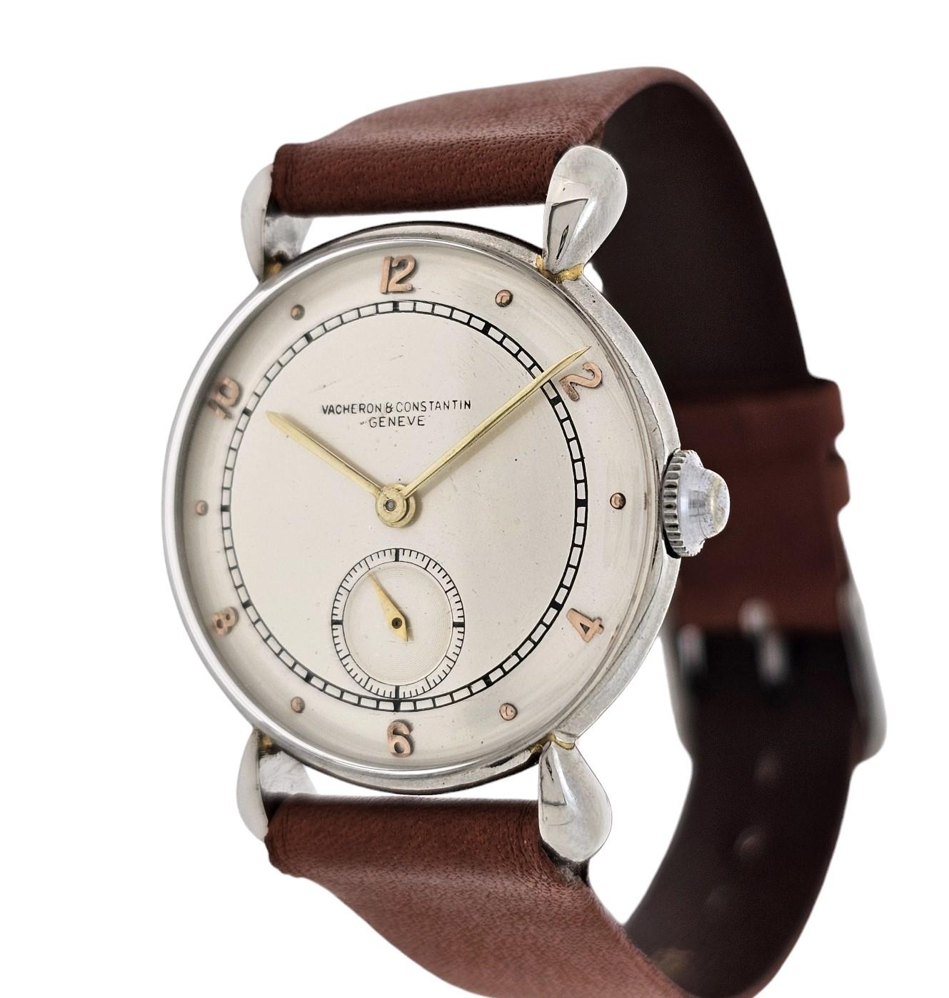 Vacheron Constatin 5387A, Stainless Steel Tear drop Lugs-Unisex Circa 1940's For Sale 6