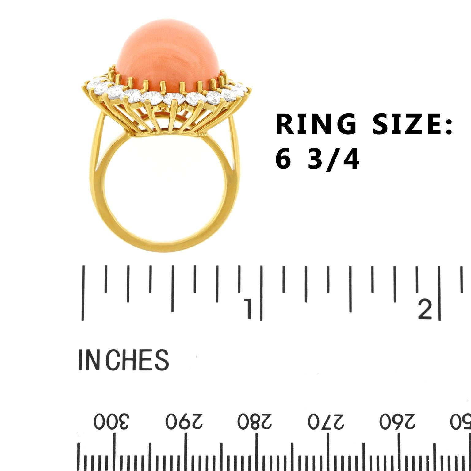 Vacheron Coral and Diamond Set Gold Ring 2