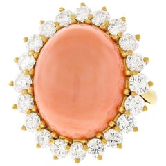 Vacheron Coral and Diamond Set Gold Ring