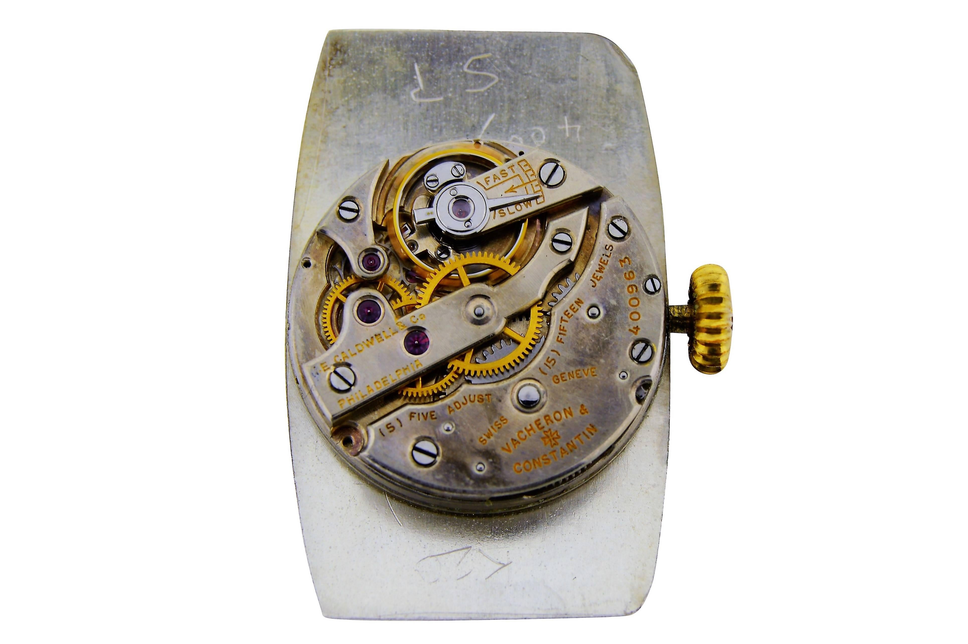 Vacheron Constantin for J.E.Caldwell Yellow Gold Manual Wristwatch, circa 1920s 6