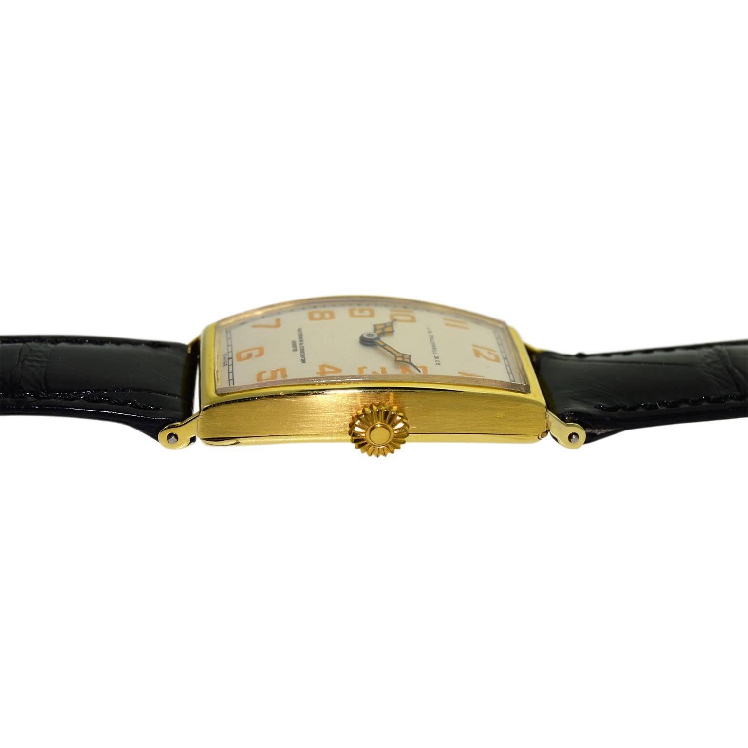 Vacheron Constantin for J.E.Caldwell Yellow Gold Manual Wristwatch, circa 1920s 2