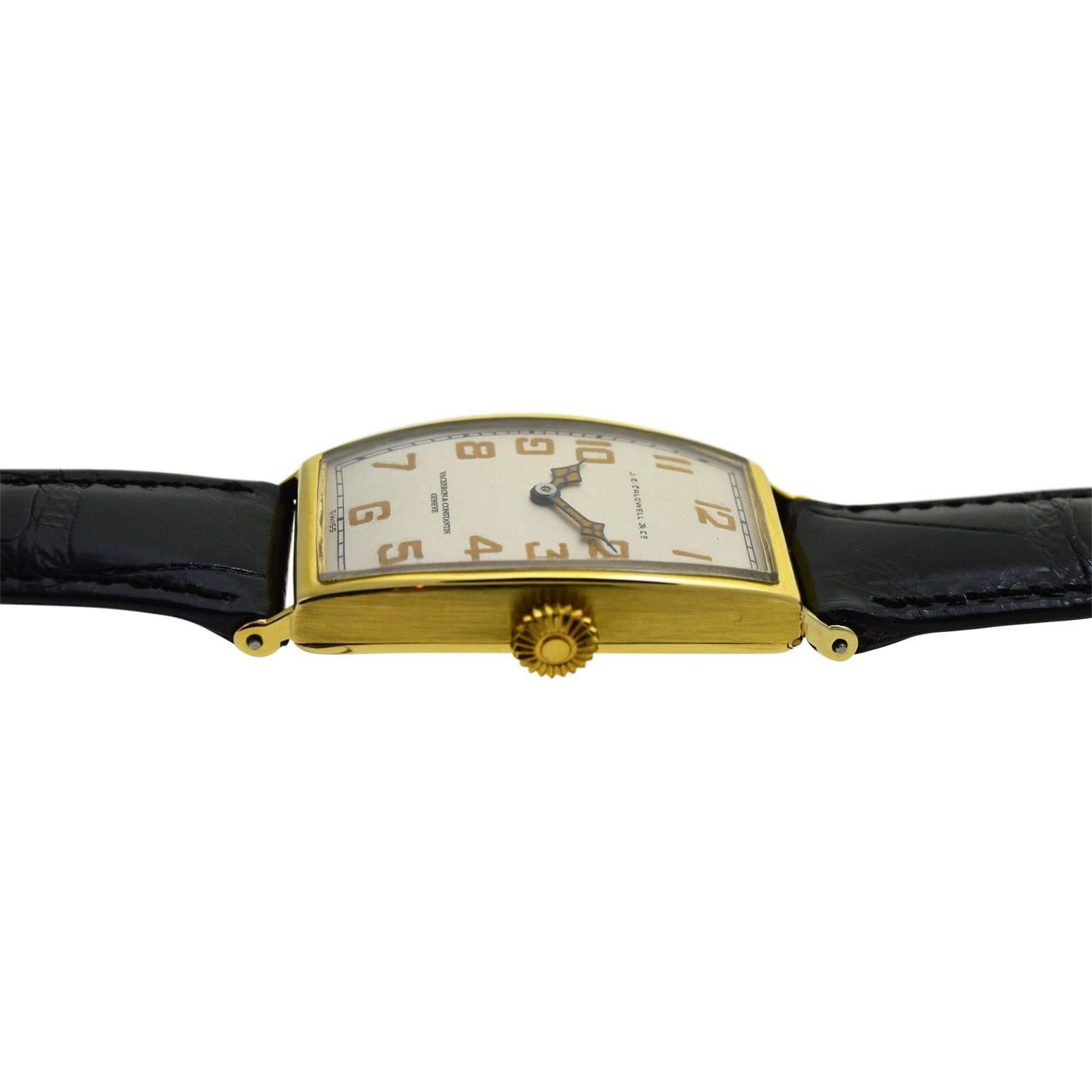 Vacheron Constantin for J.E.Caldwell Yellow Gold Manual Wristwatch, circa 1920s 3