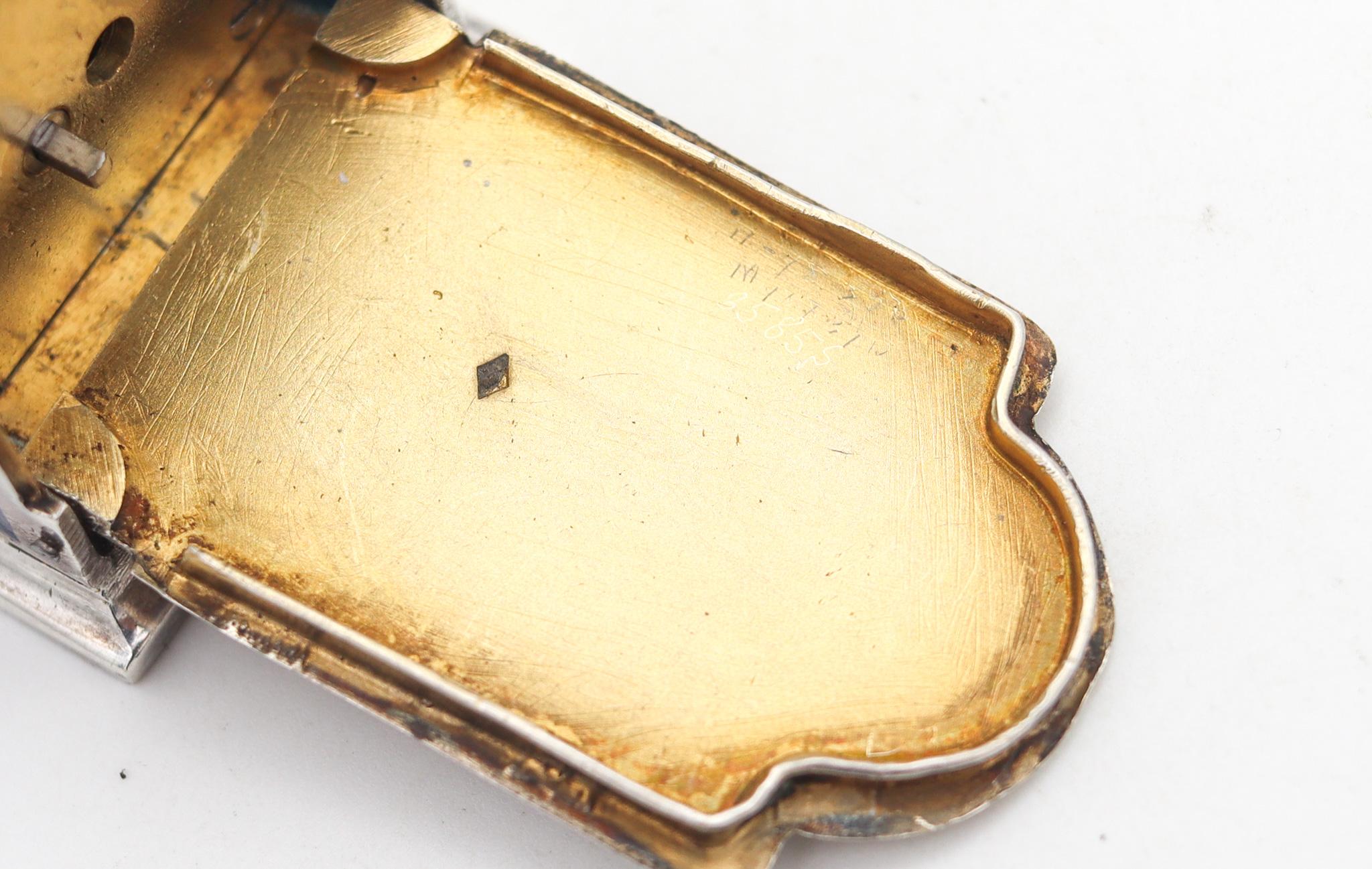 VACHET Paris 1910 Edwardian Miniature emailliert Guilloché Uhr In .800 Silber im Angebot 2