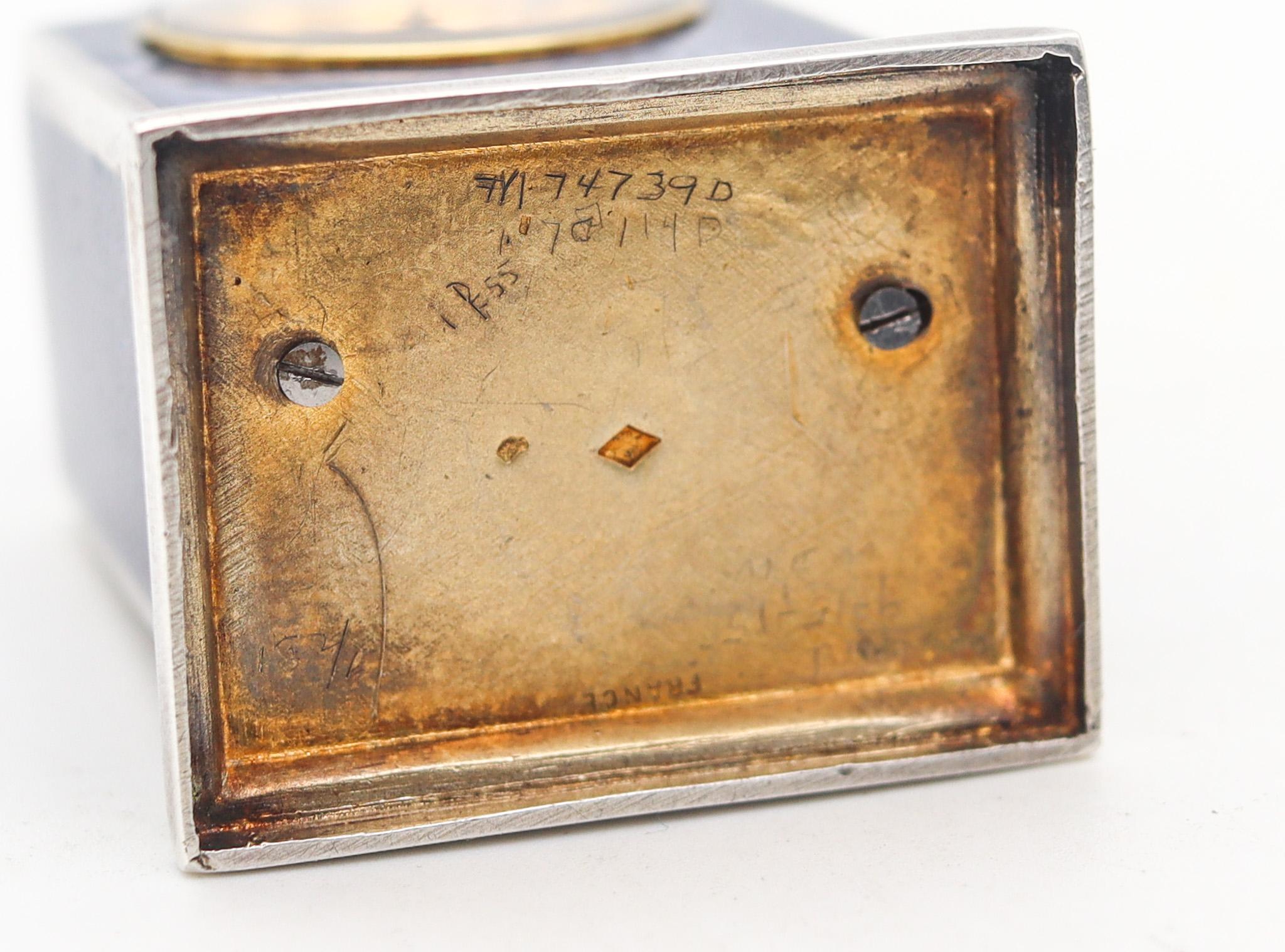 VACHET Paris 1910 Edwardian Miniature emailliert Guilloché Uhr In .800 Silber im Angebot 3