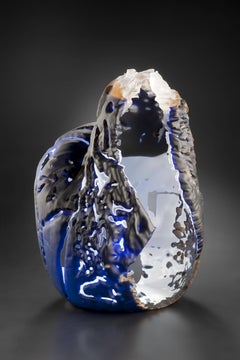 "Element 15" Blown Glass Blue Beige Brown