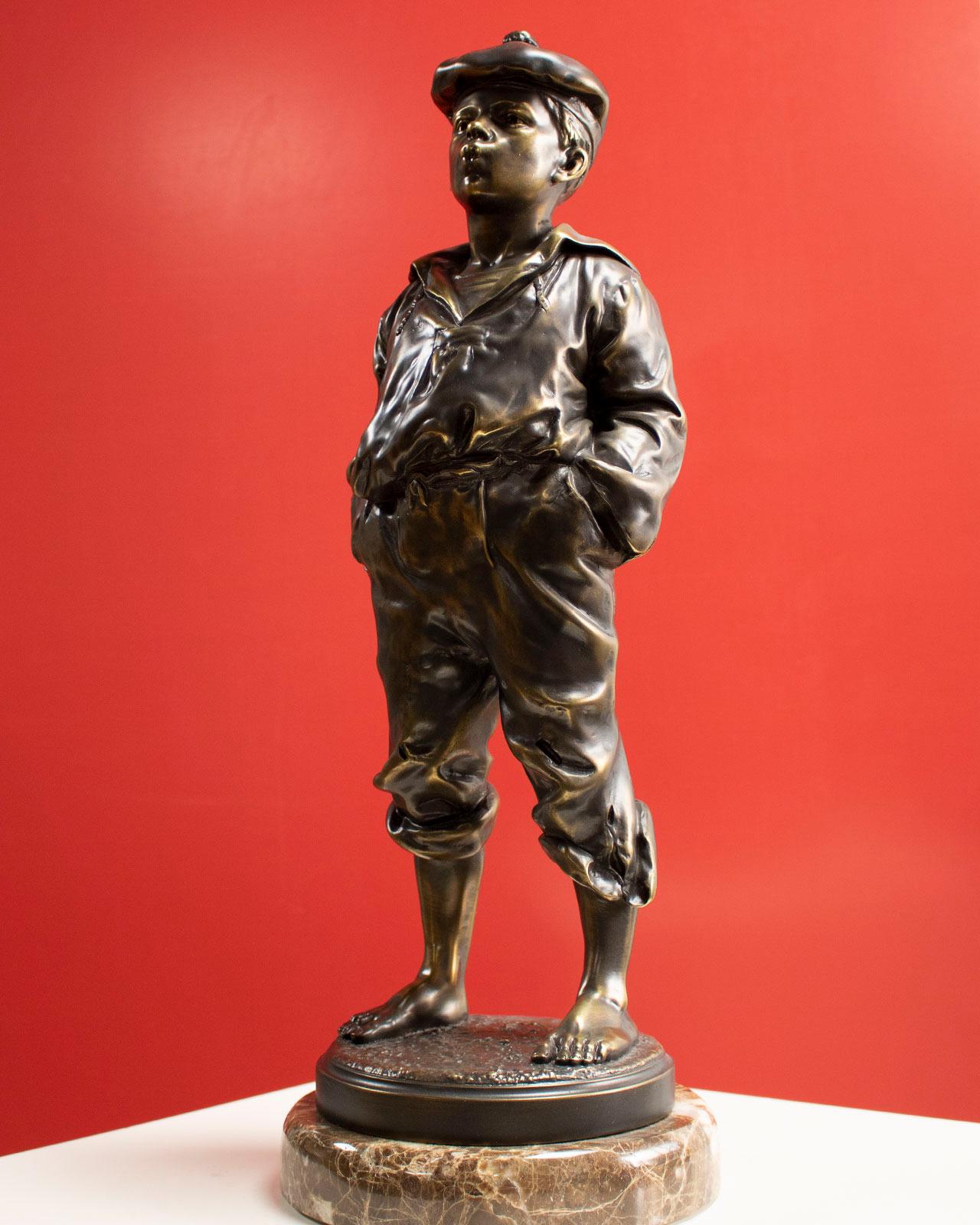Ancient sculpture Whistling boy Vaclav Szczeblewski in terracotta XIX century For Sale 6