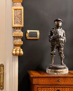 Ancient sculpture Whistling boy Vaclav Szczeblewski in terracotta XIX century