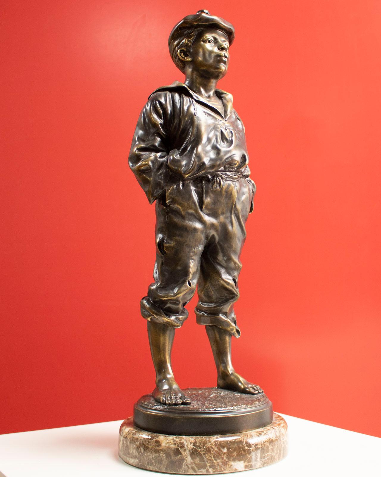 Ancient sculpture Whistling boy Vaclav Szczeblewski in terracotta XIX century For Sale 1
