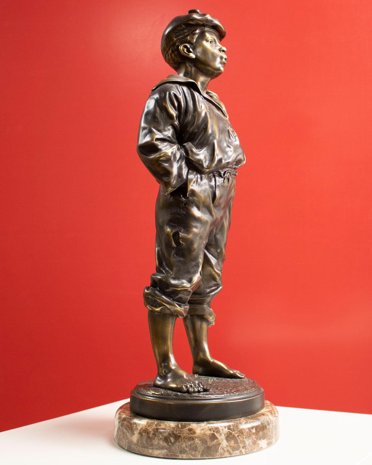 Ancient sculpture Whistling boy Vaclav Szczeblewski in terracotta XIX century For Sale 2