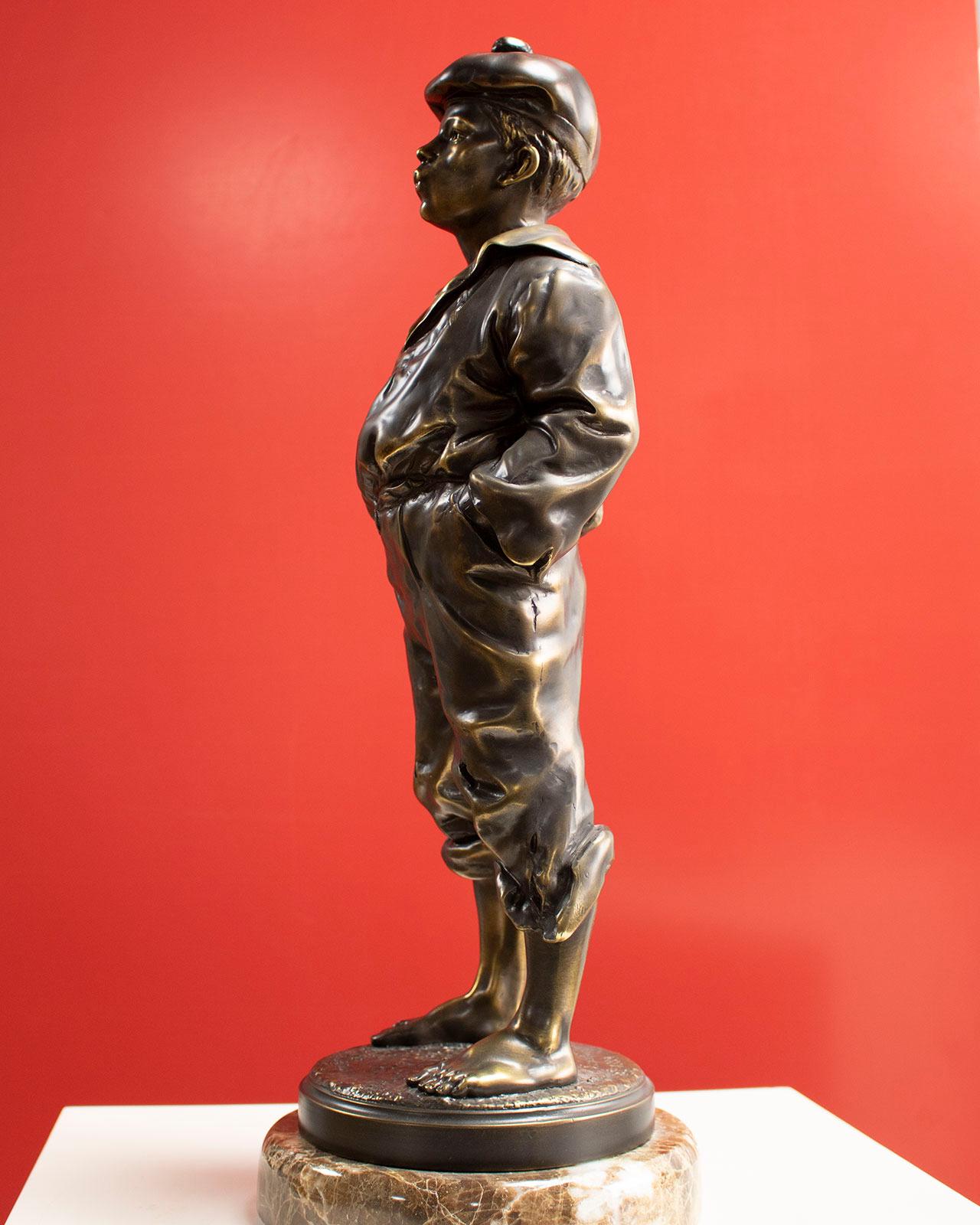 Ancient sculpture Whistling boy Vaclav Szczeblewski in terracotta XIX century For Sale 5