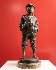Antike Skulptur „Whistling boy Vaclav Szczeblewski“ aus Terrakotta XIX. Jahrhundert
