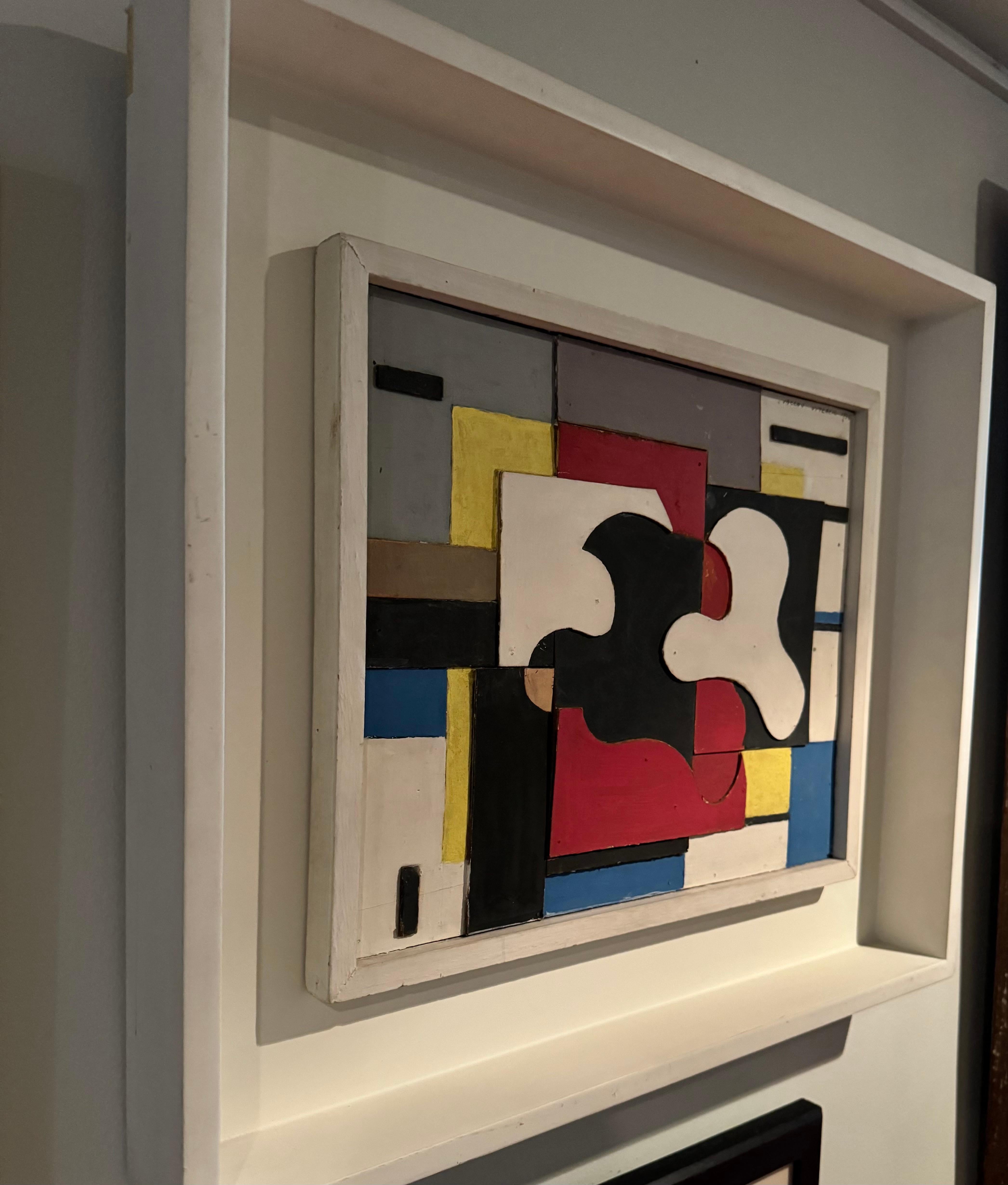 Collage cubiste abstrait du modernisme américain du milieu du 20e siècle en vente 5