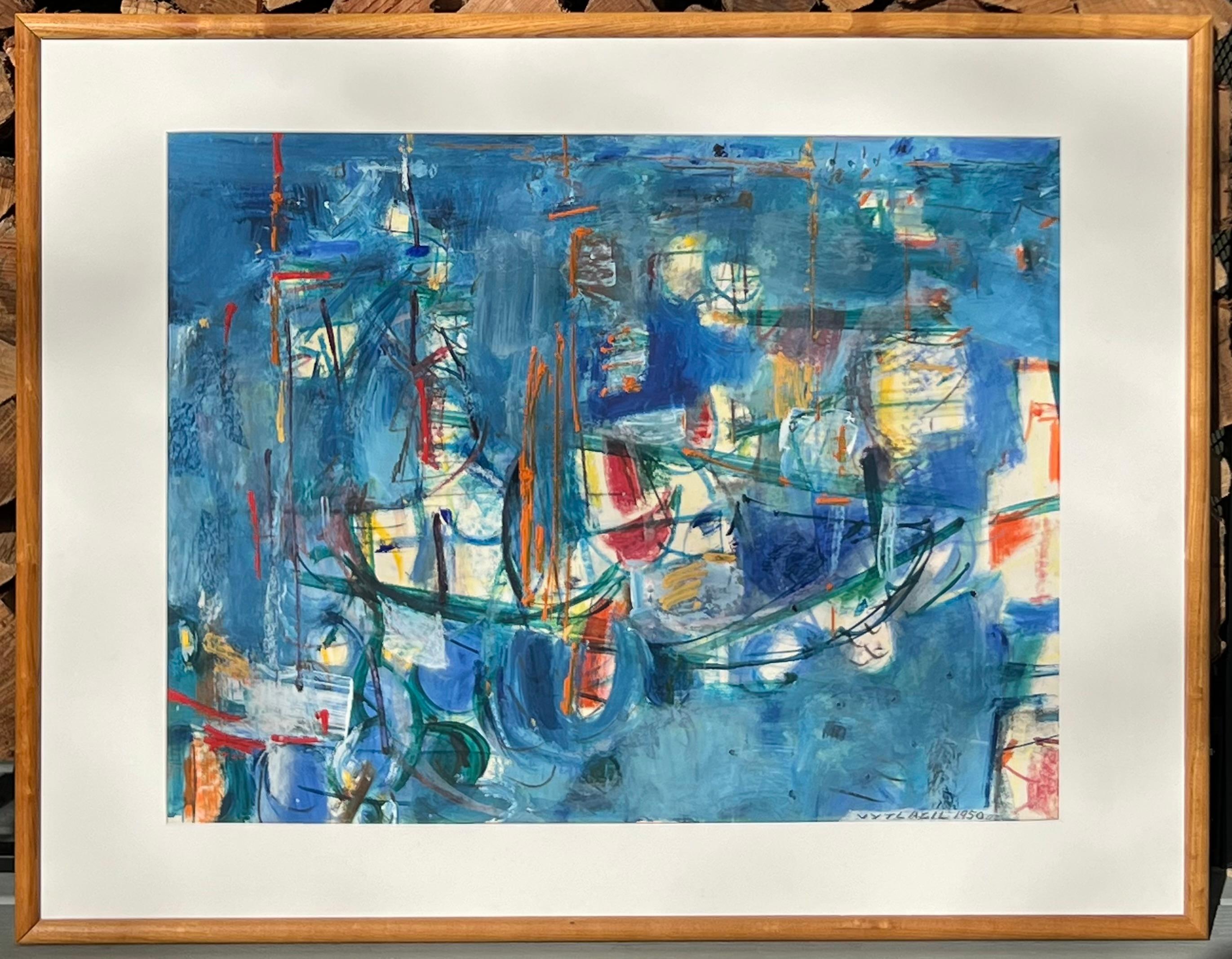Boats in the Harbor - Painting by Vaclav Vytlacil