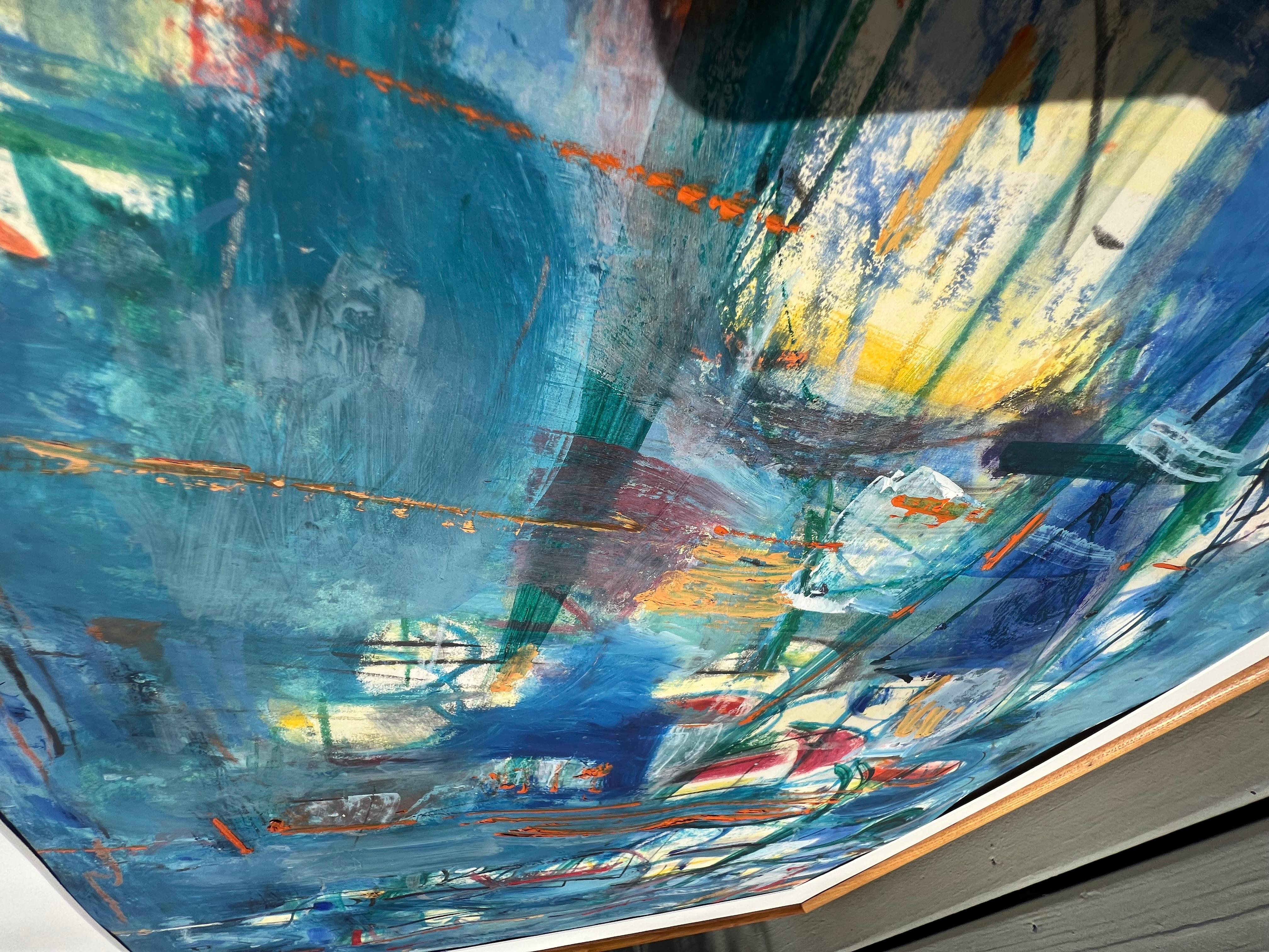 Barche nel porto - Landscape Painting Blu di Vaclav Vytlacil