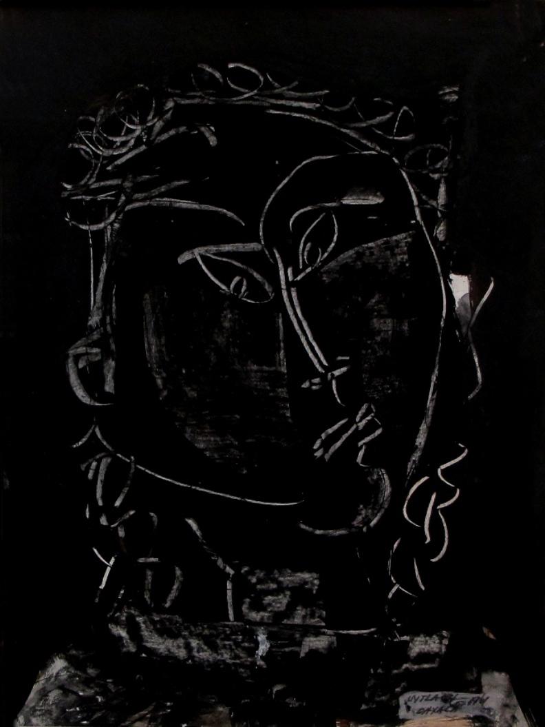 Frauenfrau in Schwarz – Painting von Vaclav Vytlacil