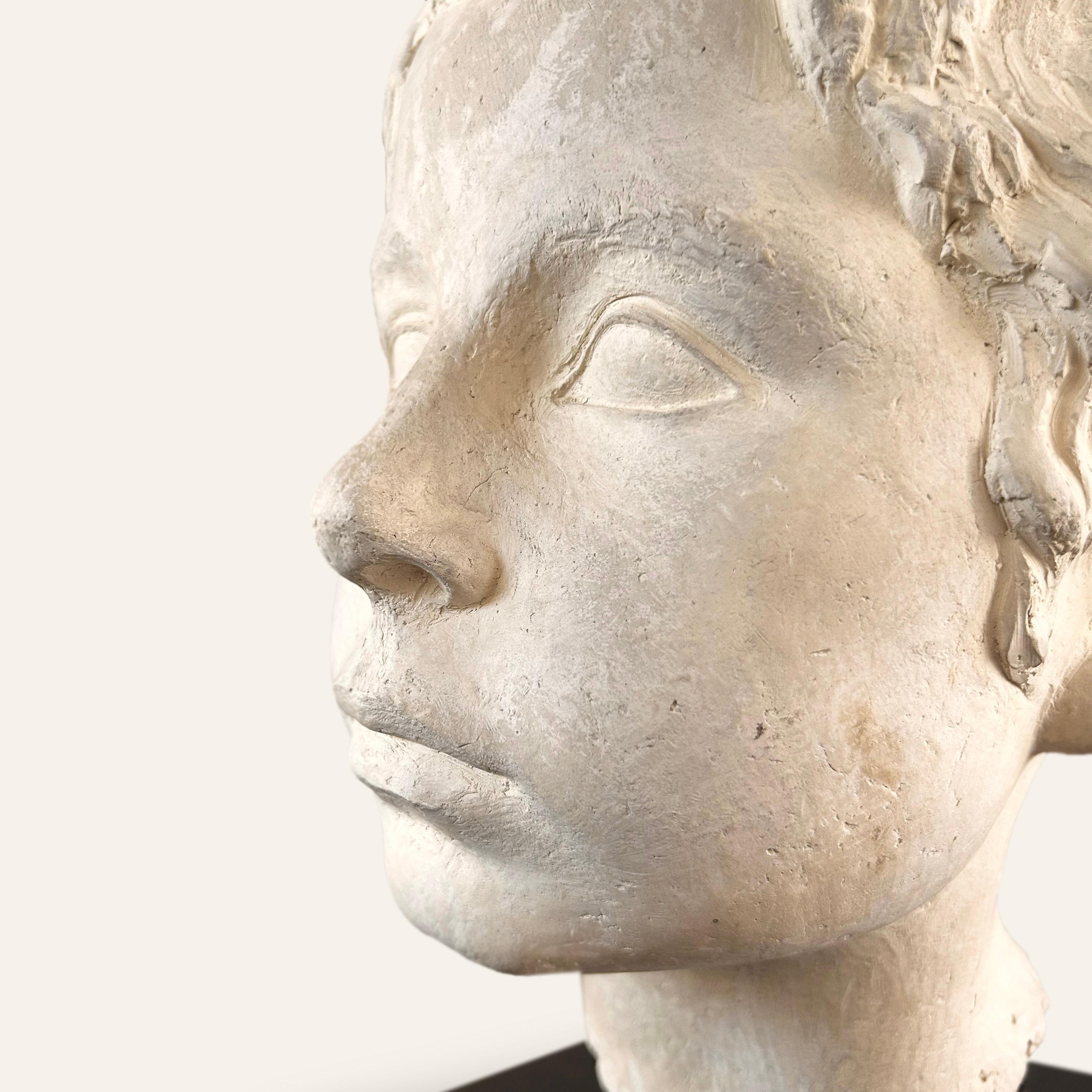 Plaster Vadim Androusov Head of a Boy Signed  and dated 1947 For Sale