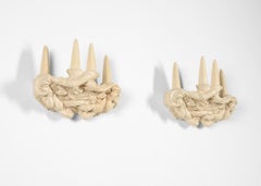 Vadim Androusov, Pair of Sculptural Glazed Wall Decorations, France, c. 1940