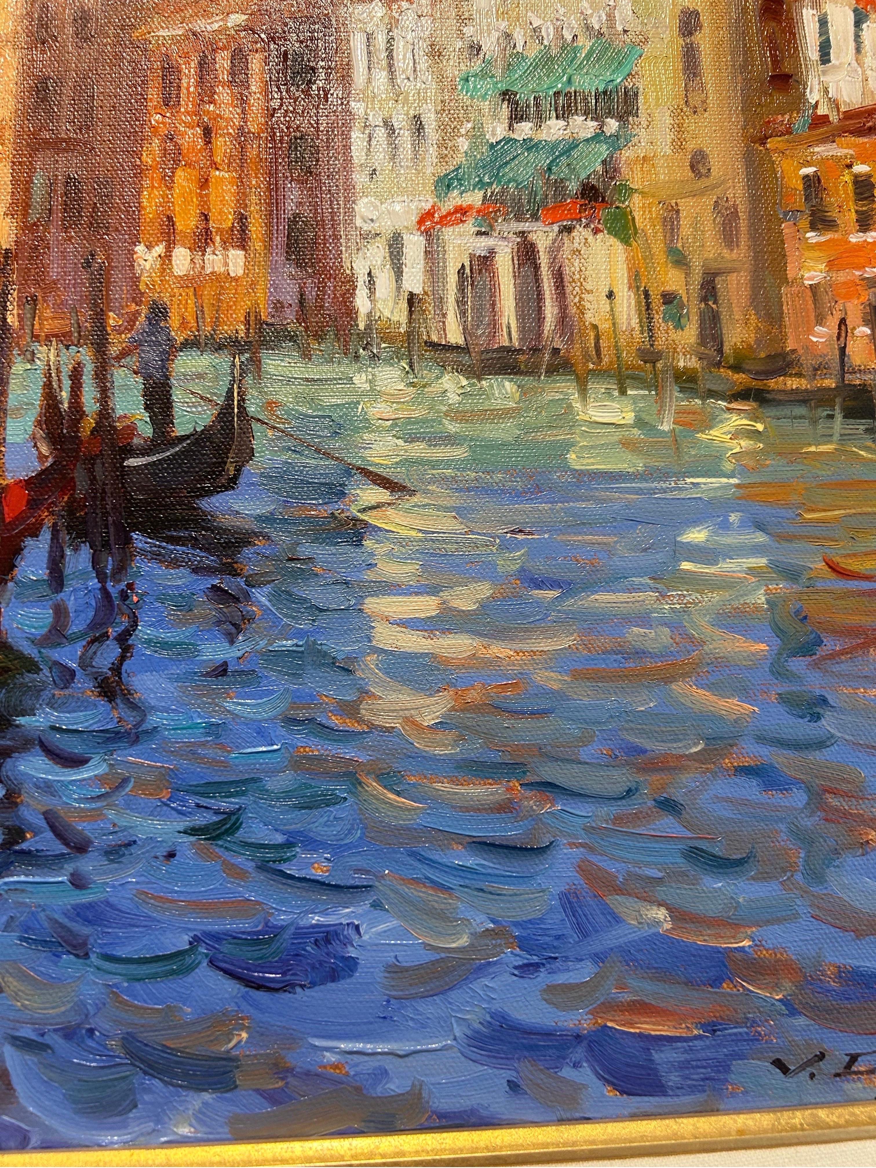 'Afternoon on the Canal, Venice' Impressionist Cityscape - Painting by Vadim Dolgov