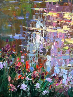 Paysage contemporain "Étang en fleurs" d'après le jardin de Monet à Giverny