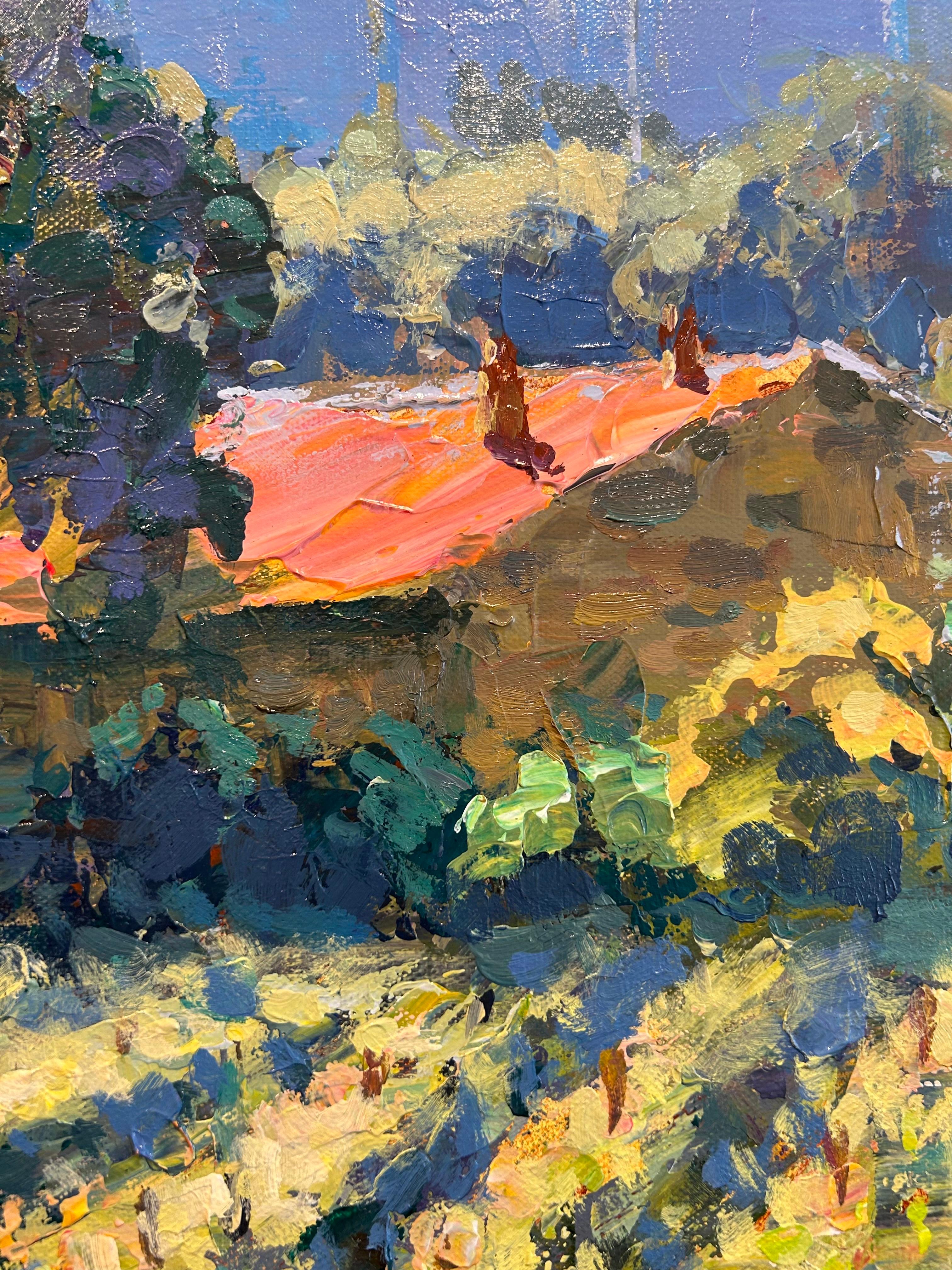 Paysage américain 'Napa Valley Vineyard' - Post-impressionniste contemporain - Noir Landscape Painting par Vadim Dolgov