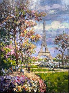 Paysage français contemporain "Printemps, Tour Eiffel, Paris".