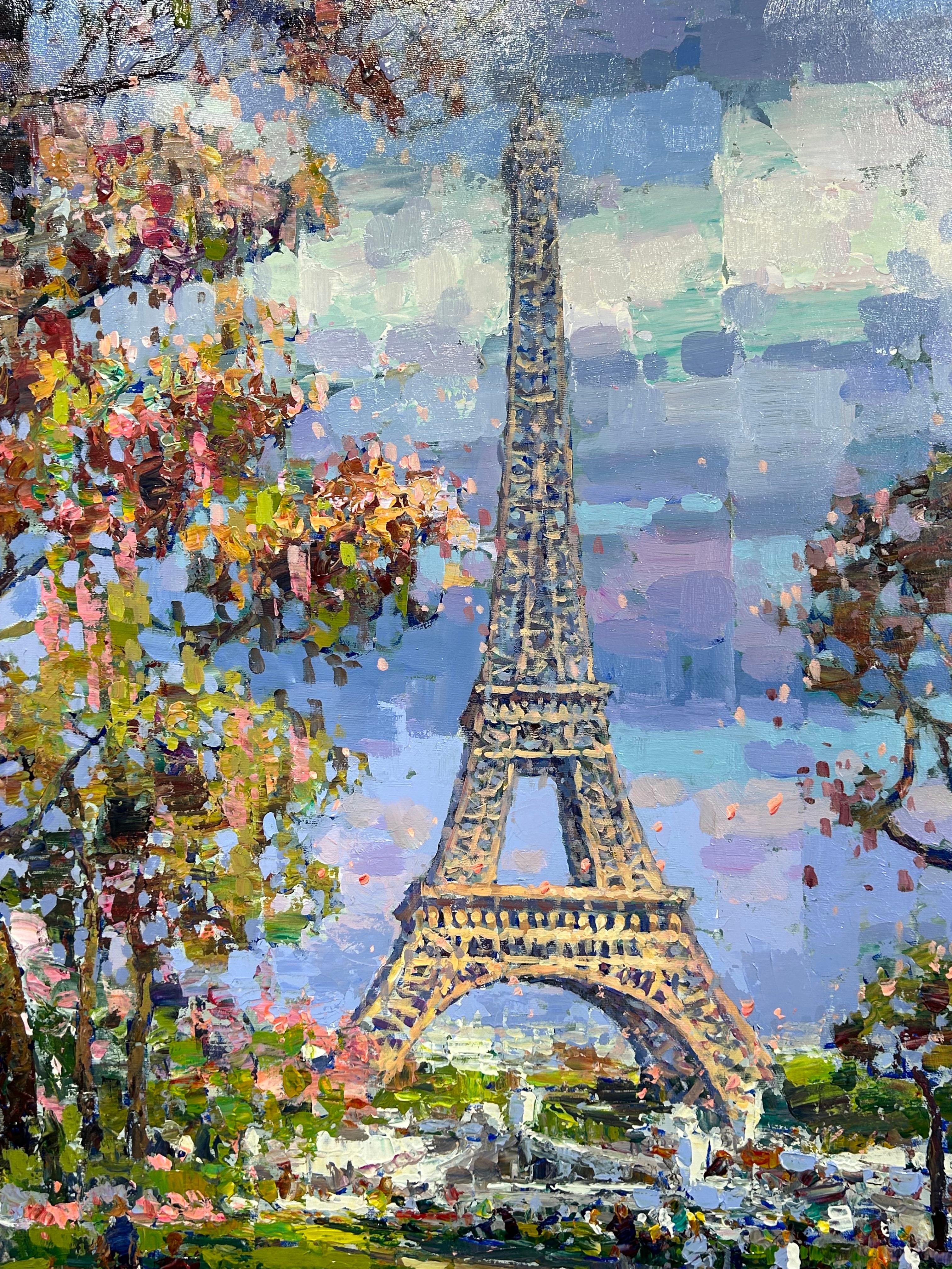 Contemporary French Landscape 'Spring, Eiffel Tower, Paris' For Sale 1