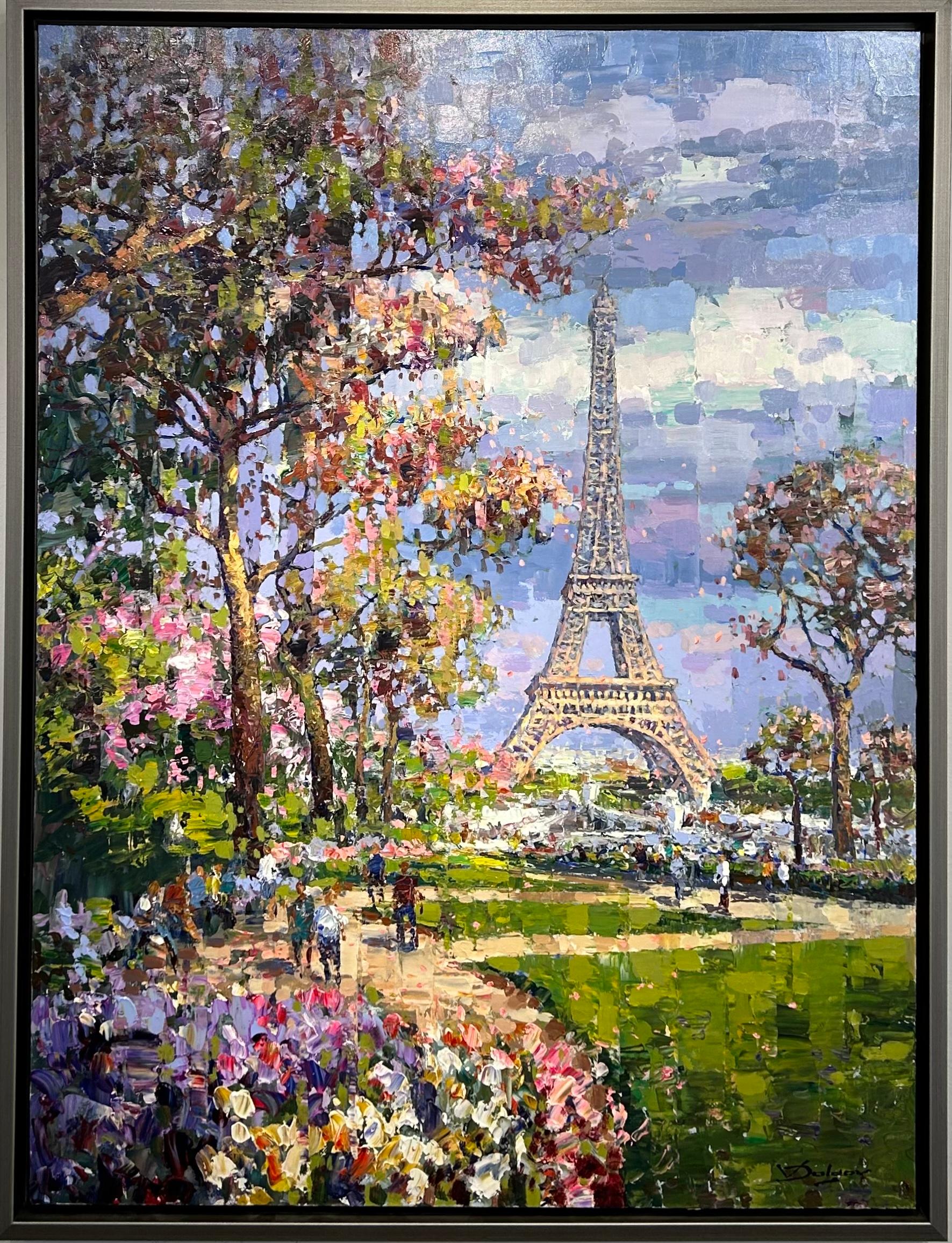 Vadim Dolgov Landscape Painting - Contemporary French Landscape 'Spring, Eiffel Tower, Paris'